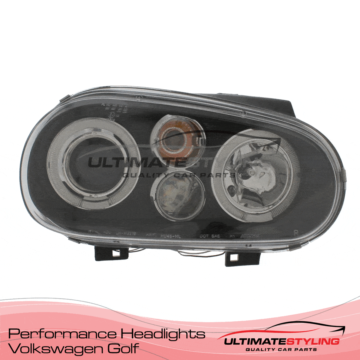 360 view of a VW Golf aftermarket headlight upgrade