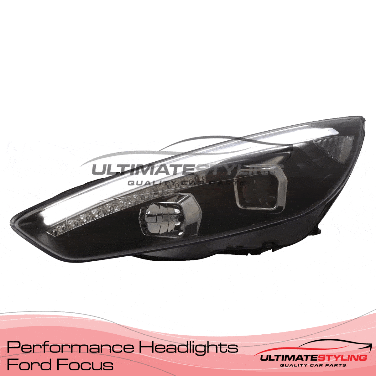 360 view of a Ford Focus aftermarket headlight upgrade