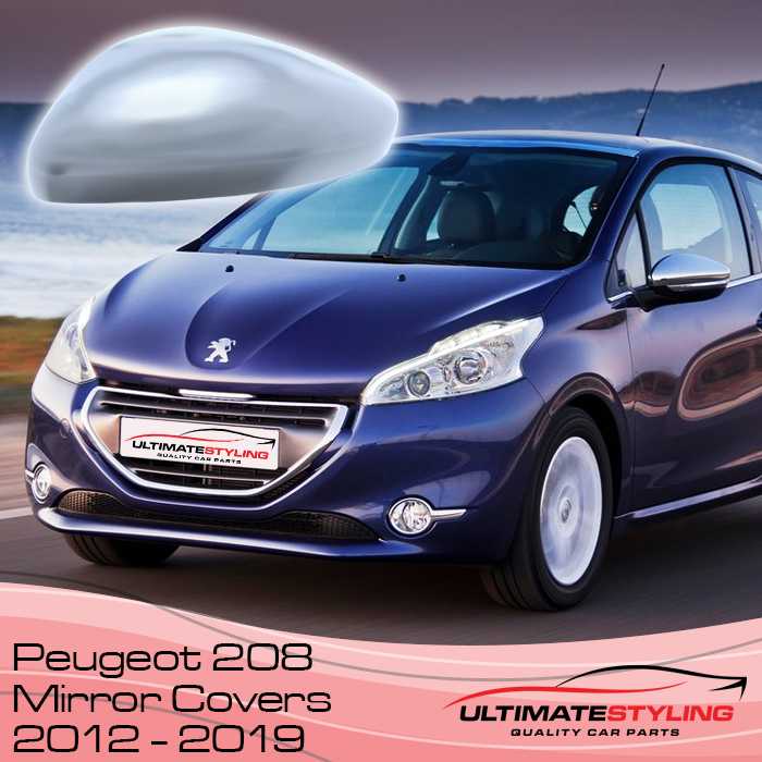 Passenger wing mirror cover for the Peugeot 208