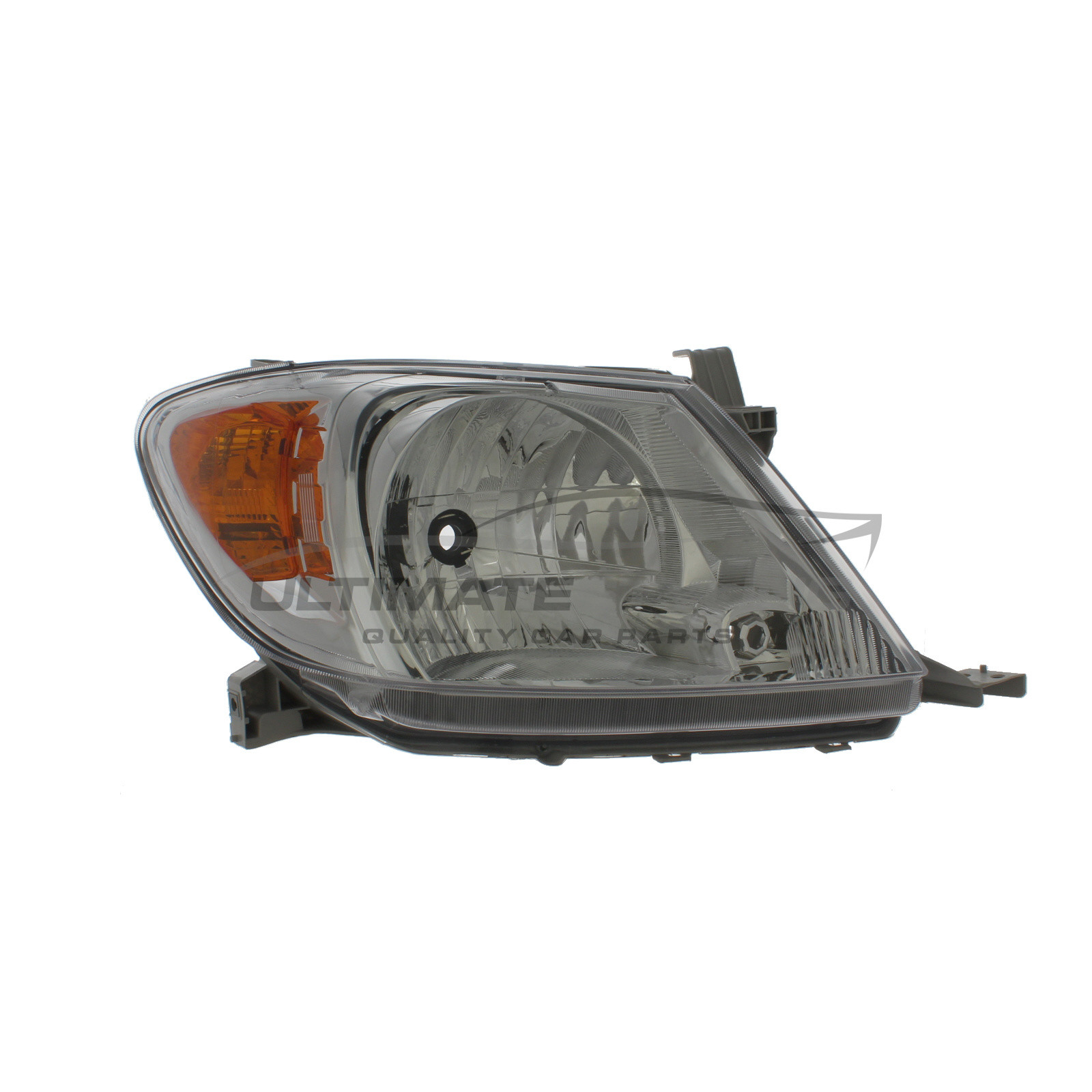 Toyota Hi-Lux 2005-2010 Halogen, Electric Without Motor, Chrome Headlight / Headlamp Including Amber Indicator Drivers Side (RH)