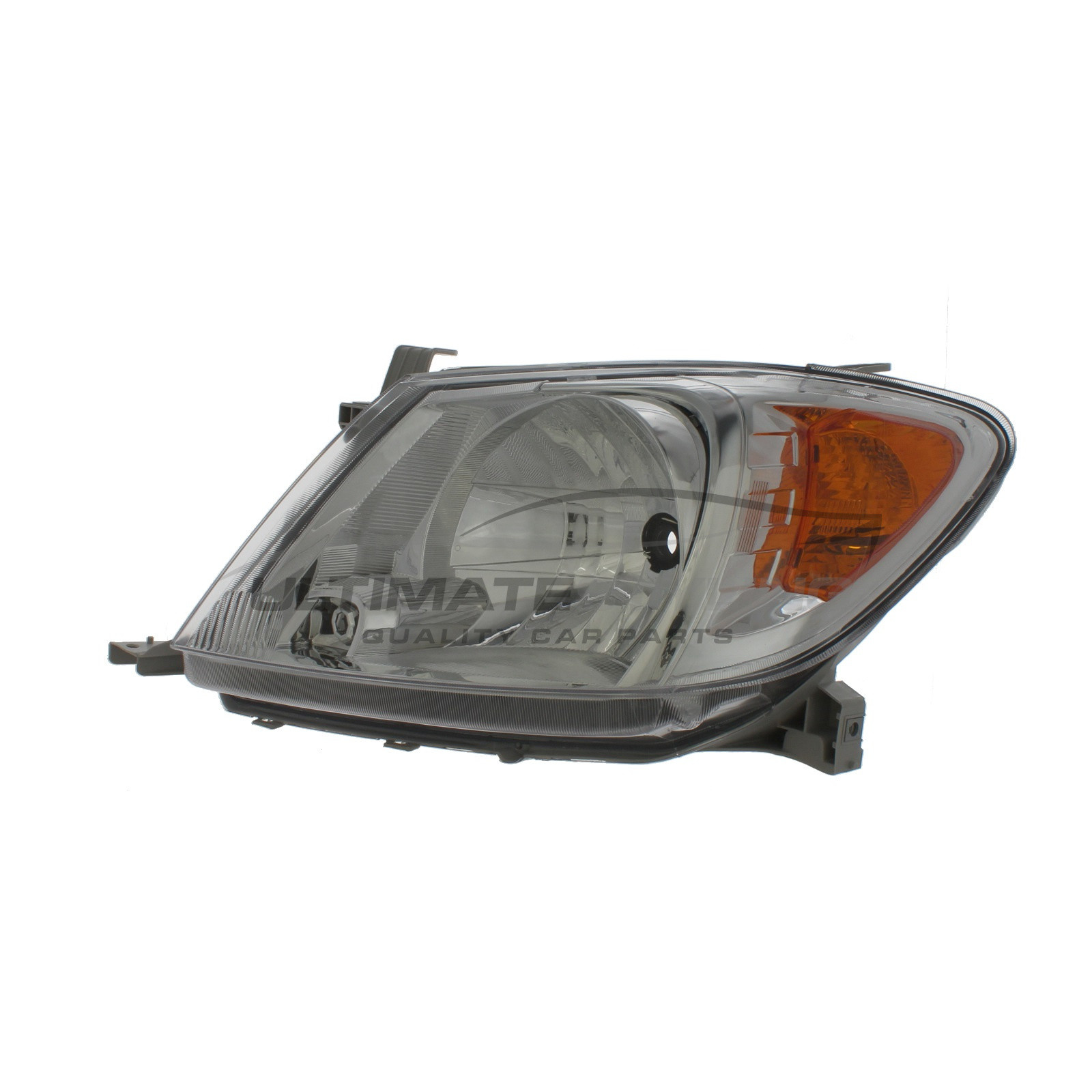 Toyota Hi-Lux 2005-2010 Halogen, Electric Without Motor, Chrome Headlight / Headlamp Including Amber Indicator Passengers Side (LH)