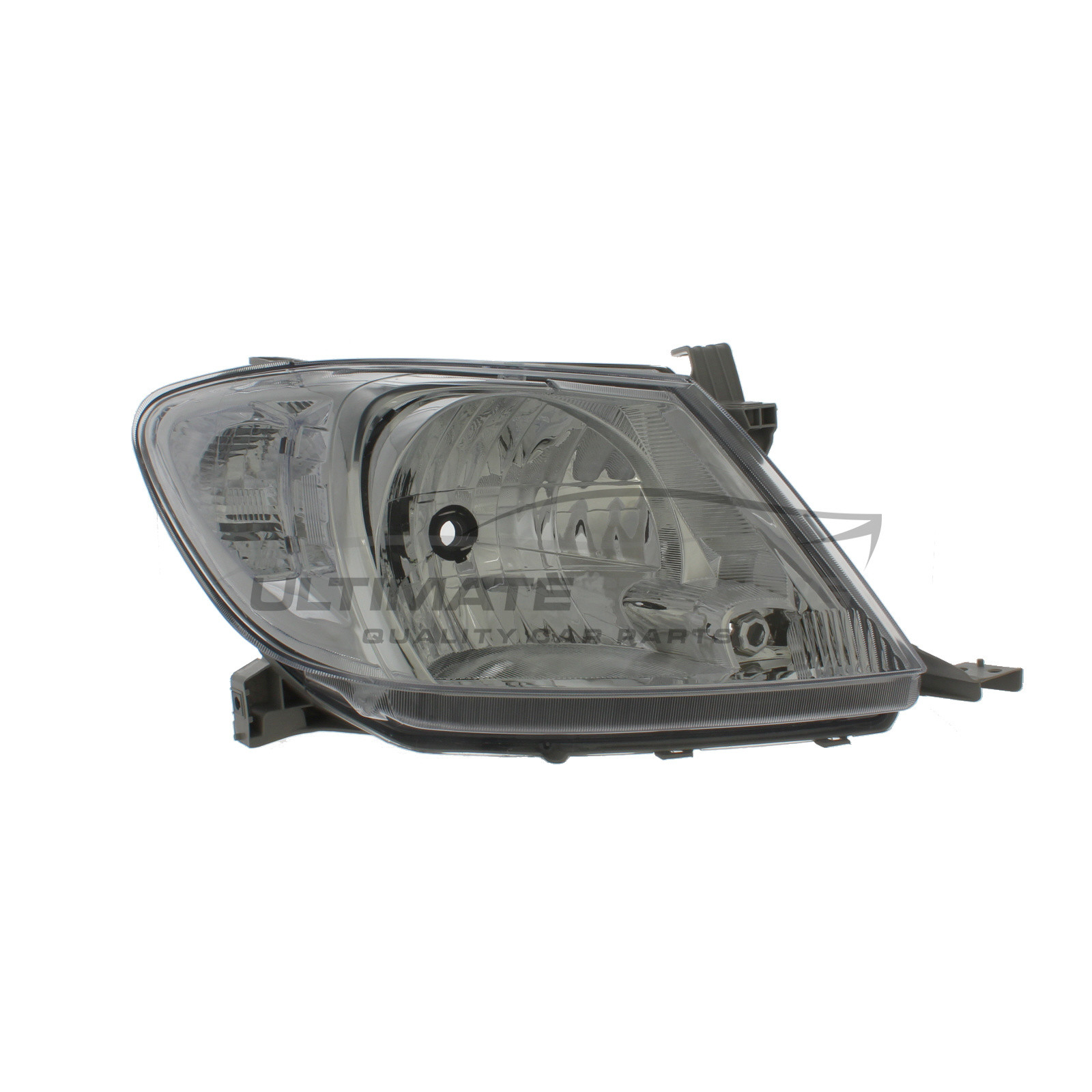Toyota Hi-Lux 2009-2012 Halogen, Electric Without Motor, Chrome Headlight / Headlamp Including Clear Indicator Drivers Side (RH)
