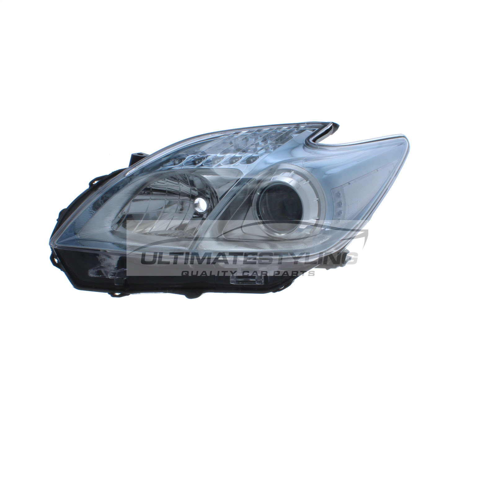 Toyota Prius 2009-2016 - Headlight / Headlamp - Chrome Inner - Light Blue Tinted Surround - Passenger Side Left Hand