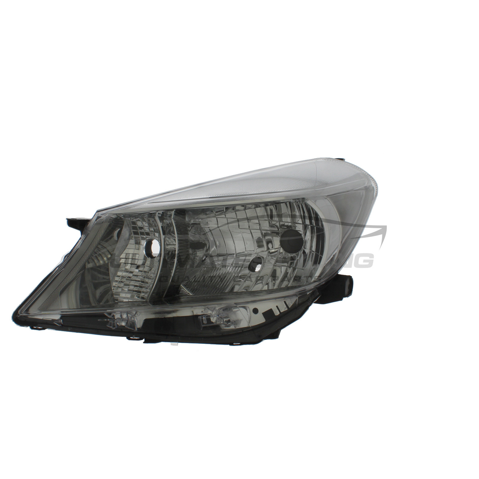 Toyota Yaris 2011-2014 Halogen, Electric Without Motor, Chrome Headlight / Headlamp with Dark Grey Trim Passengers Side (LH)