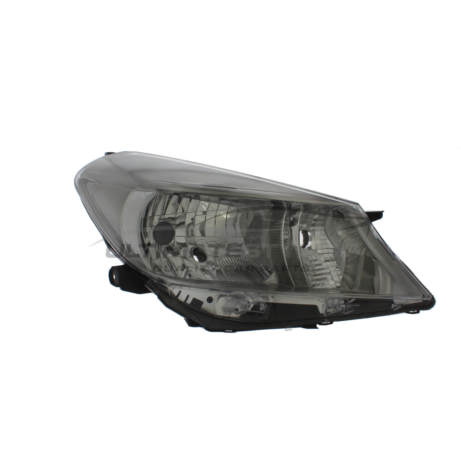 Toyota Yaris 2011-2014 Halogen, Electric Without Motor, Chrome Headlight / Headlamp with Black Trim Drivers Side (RH)