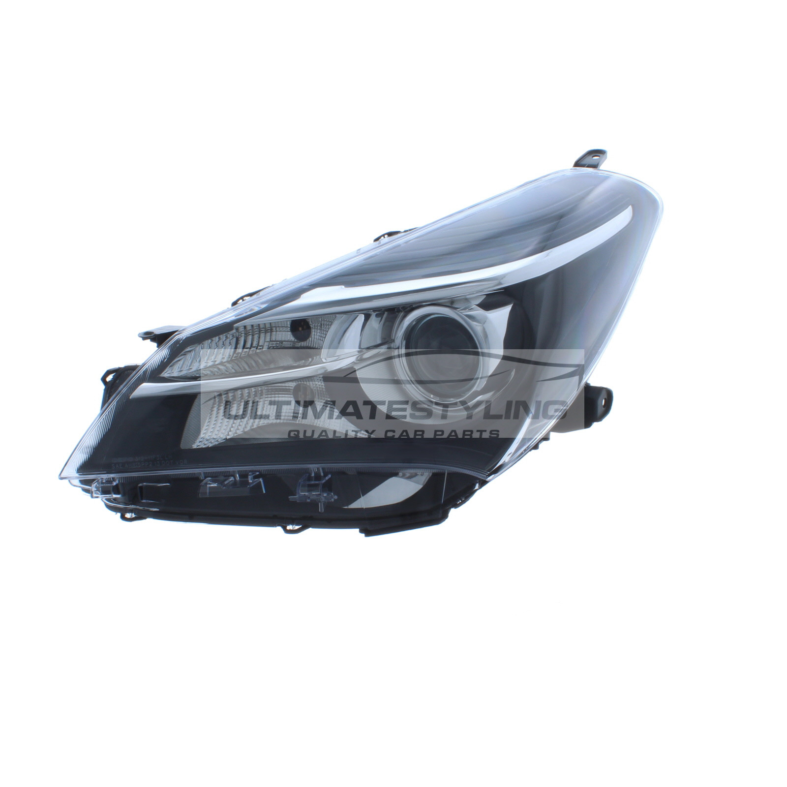 Toyota Yaris 2014-2017 Halogen, Electric Without Motor, Black Headlight / Headlamp (Projector Type) Passengers Side (LH)