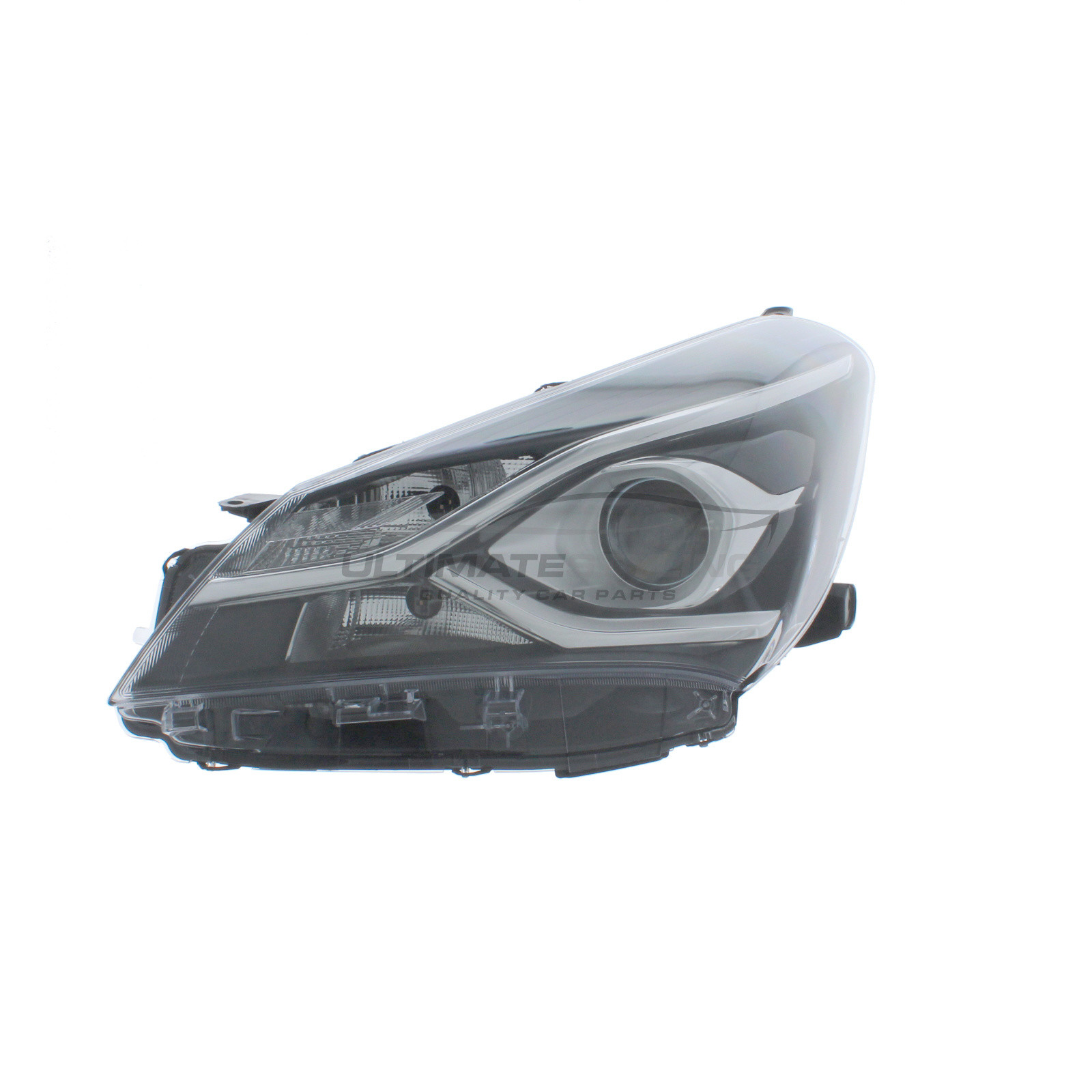 Toyota Yaris 2017-2020 Halogen, Electric Without Motor, Black Headlight / Headlamp (Projector Type) Passengers Side (LH)