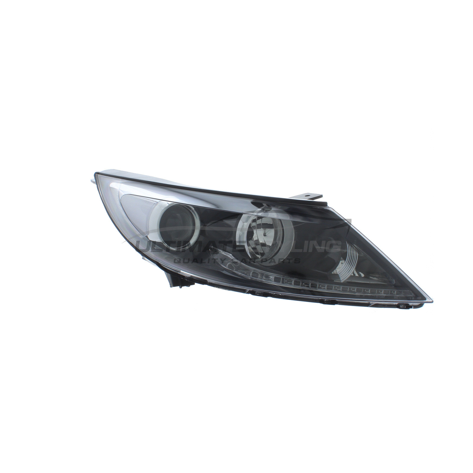 Kia Sportage 2010-2014 Halogen With LED Daytime Running Lamp, Electric Without Motor, Black Headlight / Headlamp Drivers Side (RH)