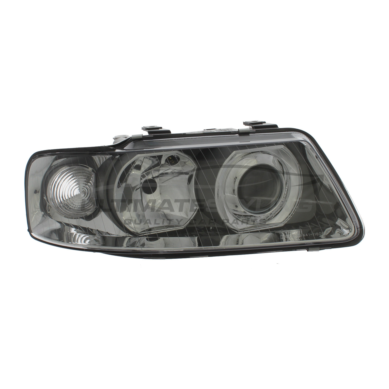 Audi A3 2000-2003 Halogen, Electric Without Motor, Chrome Headlight / Headlamp Including Clear Indicator Drivers Side (RH)