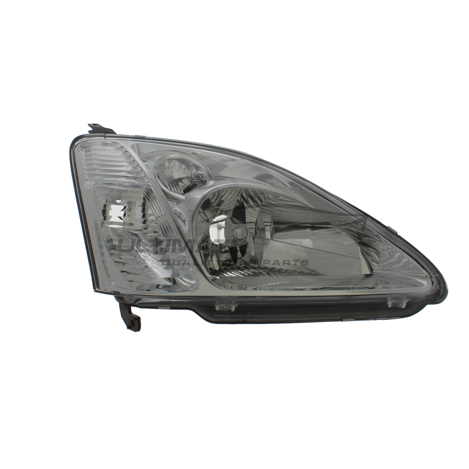 Honda Civic 2001-2003 Halogen, Electric With Motor, Chrome Headlight / Headlamp Drivers Side (RH)
