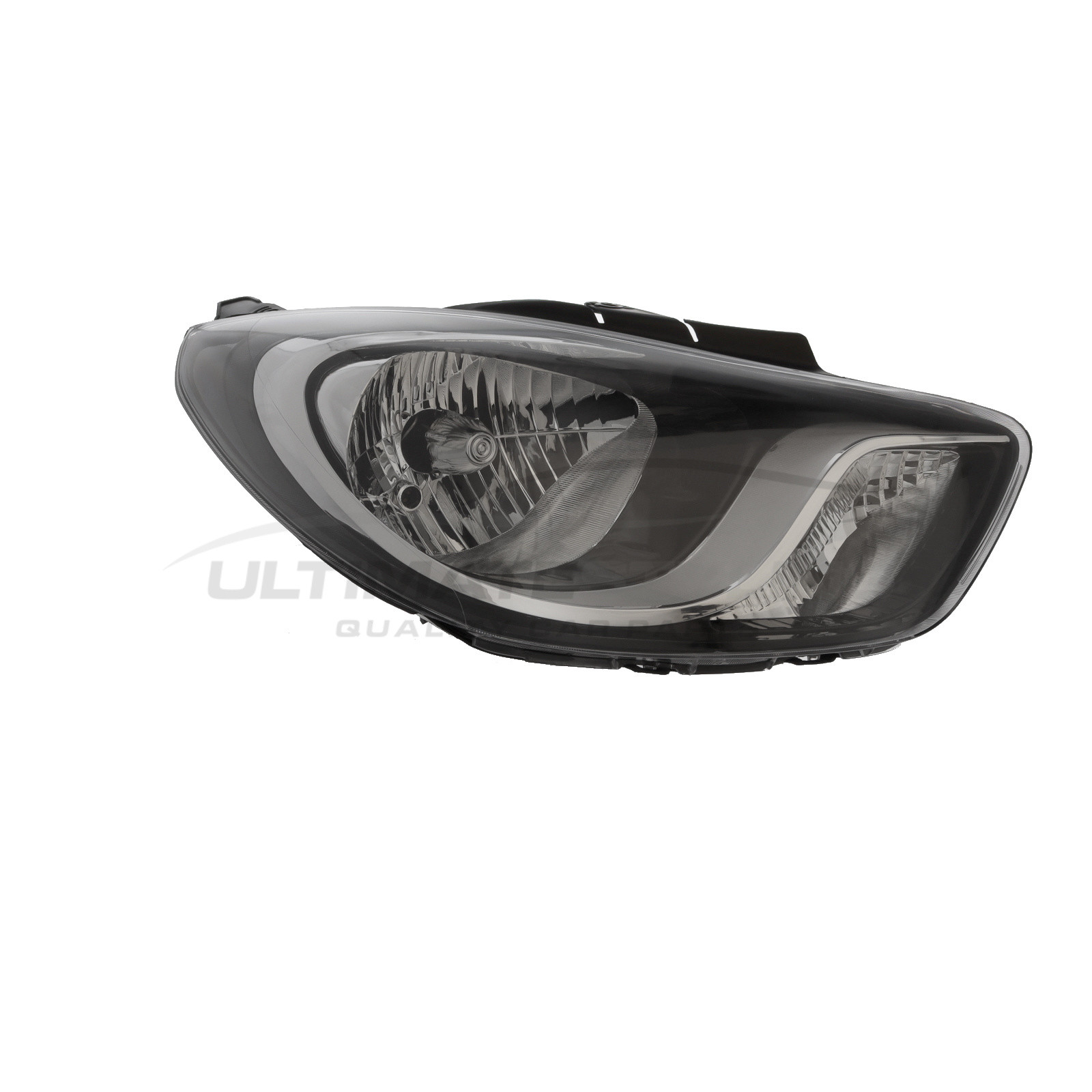 Hyundai i10 2011-2014 Halogen, Electric With Motor, Black Headlight / Headlamp Drivers Side (RH)