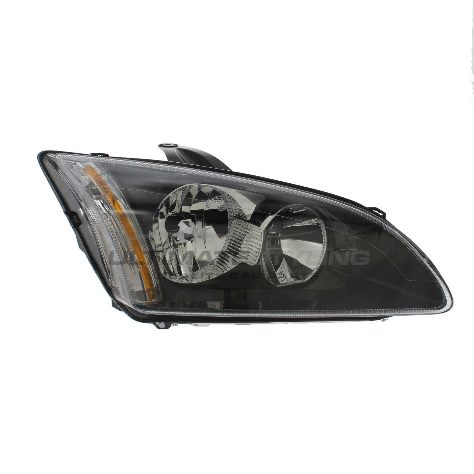 Ford Focus 2005-2008 Halogen, Electric Without Motor, Black Headlight / Headlamp Drivers Side (RH)
