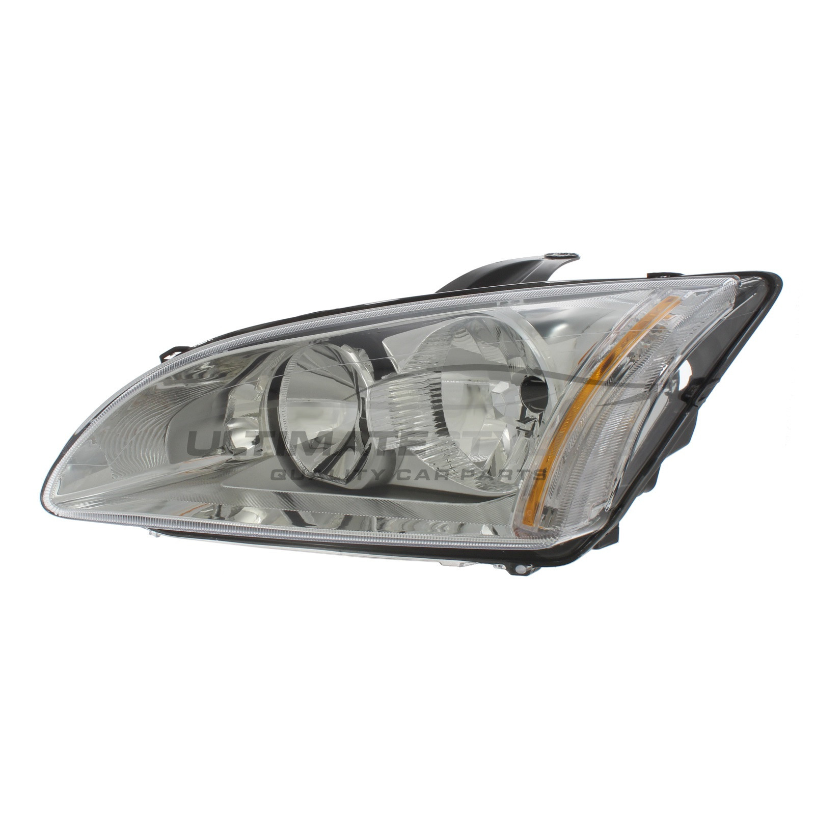 Ford Focus 2005-2008 Halogen, Electric Without Motor, Chrome Headlight / Headlamp Passengers Side (LH)