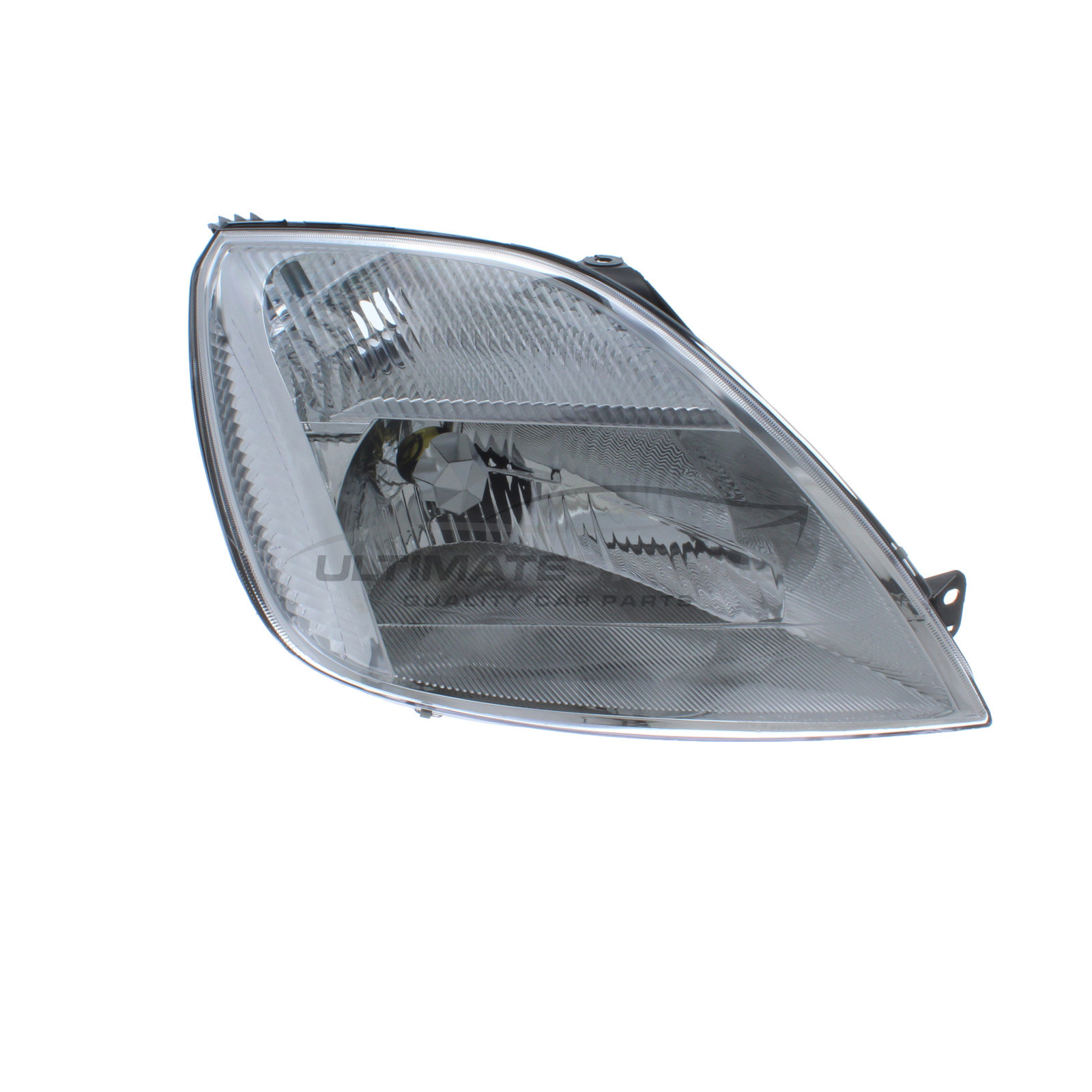 Ford Fiesta 2002-2005 Halogen, Electric With Motor, Chrome Headlight / Headlamp Including Clear Indicator Drivers Side (RH)