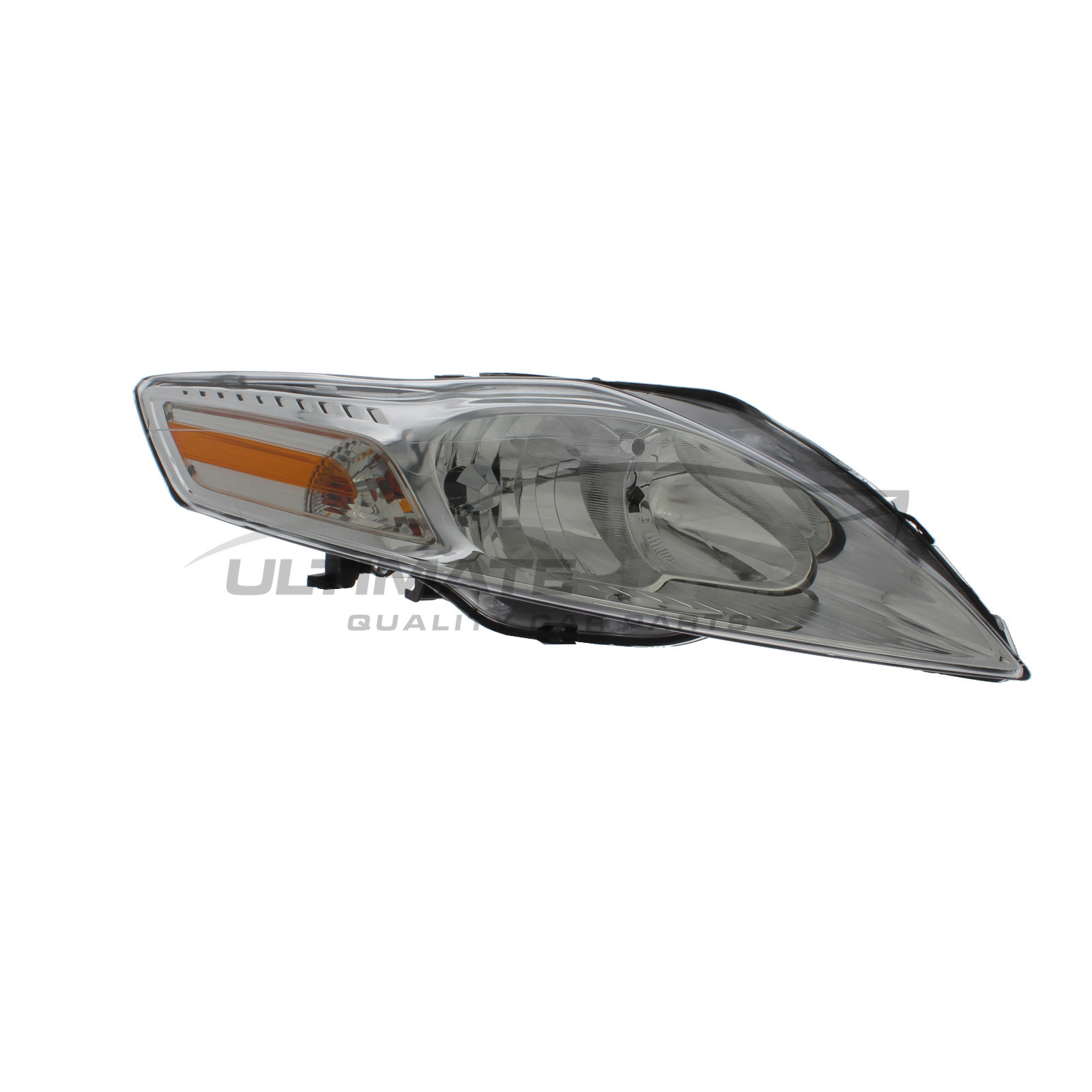 Ford Mondeo 2007-2011 Halogen, Electric With Motor, Chrome Headlight / Headlamp (Non-Projector Type) Drivers Side (RH)