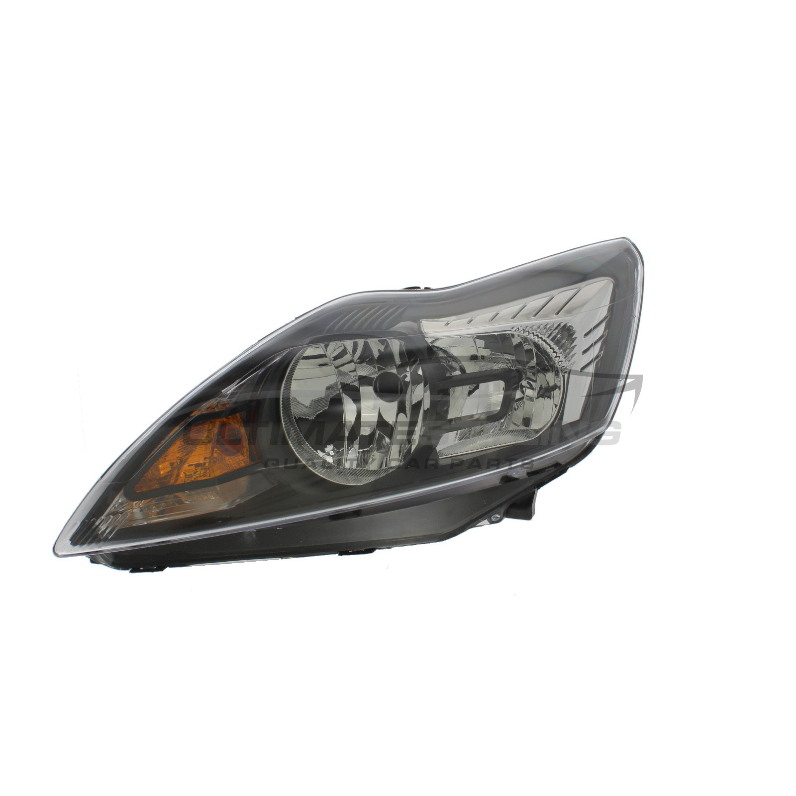 Ford Focus 2008-2011 Halogen, Electric With Motor, Black Headlight / Headlamp Including Chrome Insert Passengers Side (LH)