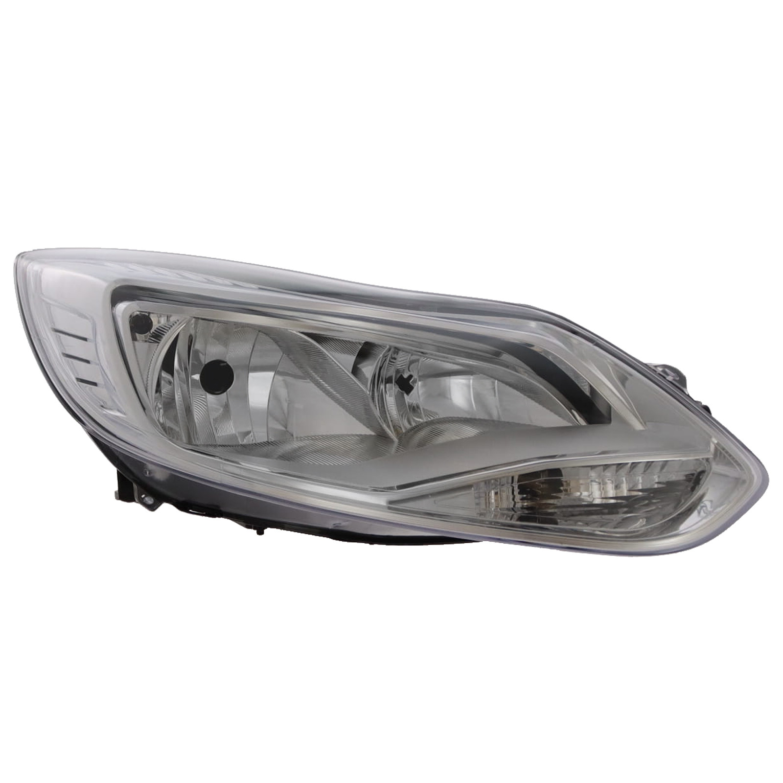 Ford Focus 2011-2014 Halogen, Electric With Motor, Headlight / Headlamp with Chrome Surround Drivers Side (RH)