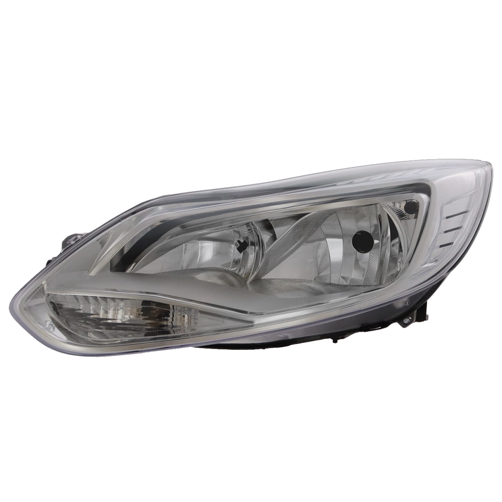 Ford Focus 2011-2014 Halogen, Electric With Motor, Headlight / Headlamp with Chrome Surround Passengers Side (LH)