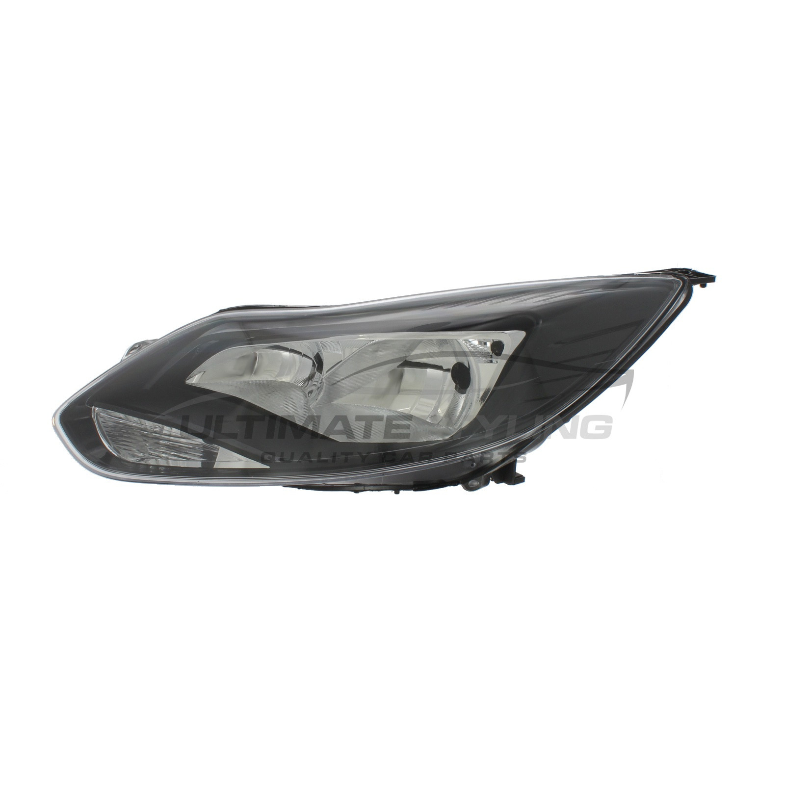 Ford Focus 2008-2013 Halogen, Electric With Motor, Headlight / Headlamp with Black Surround Passengers Side (LH)