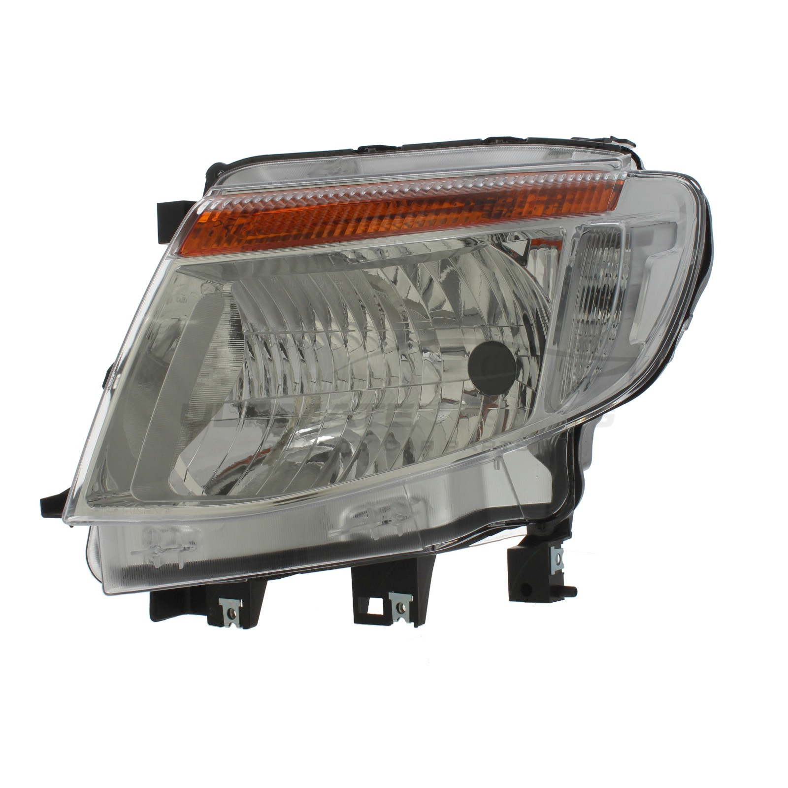 Ford Ranger 2011-2016 Halogen, Electric / Manual Without Motor, Chrome Headlight / Headlamp Including Amber Indicator Passengers Side (LH)