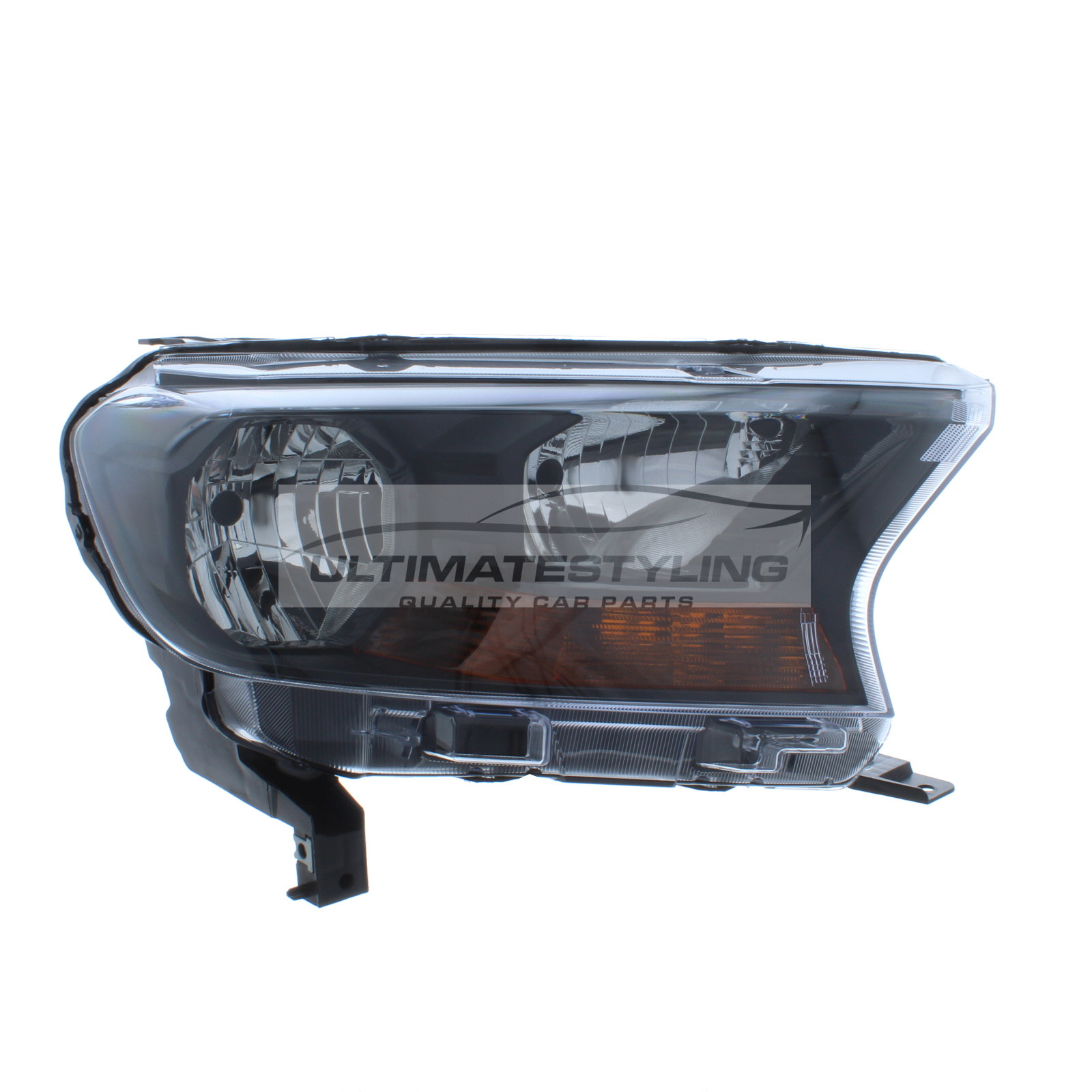 Ford Ranger 2015-> Halogen, Electric Without Motor, Black Headlight / Headlamp Including Amber Indicator (Non-Projector Type) Drivers Side (RH)