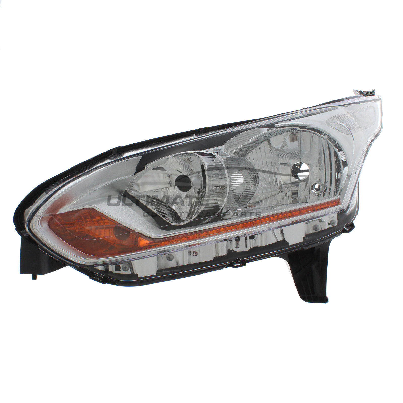 Ford Tourneo Connect, Transit Connect 2013-2018 Halogen, Electric With Motor, Chrome Headlight / Headlamp Including Amber Indicator Passengers Side (LH)