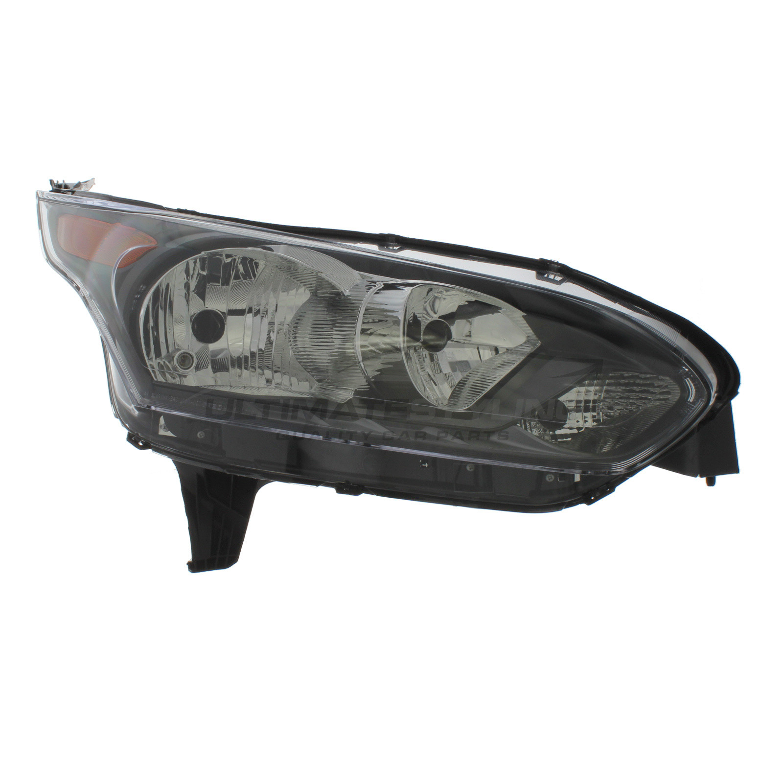 Ford Tourneo Connect, Transit Connect 2013-2018 Halogen, Electric With Motor, Black Headlight / Headlamp Including Amber Indicator Drivers Side (RH)