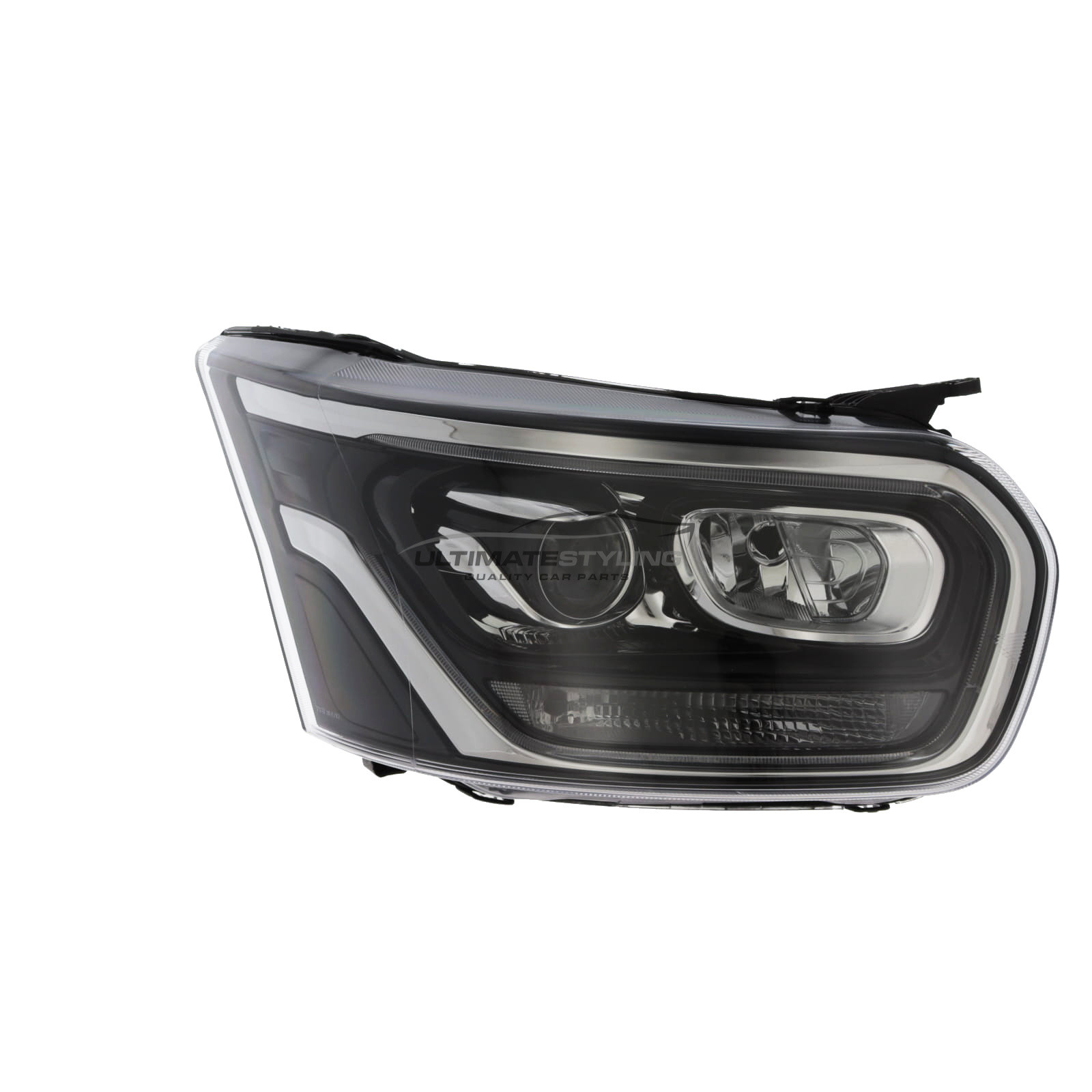 Ford Transit Mk8 V363 2019-> Headlight / Headlamp - Black Inner - Drivers Side (RH) - Xenon With LED Daytime Running Light