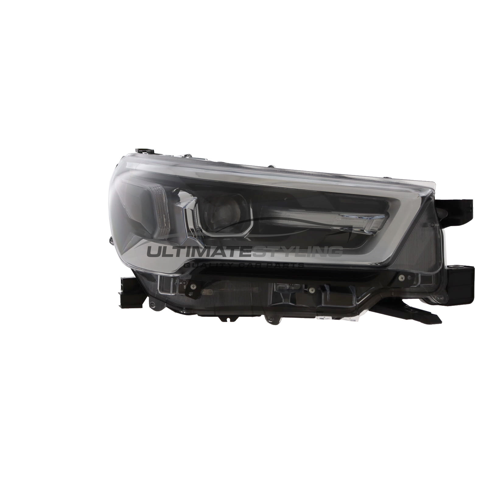 Toyota Hi-Lux 2020-> Full LED with LED Daytime Running Lamp, Electric With Motor, Black Headlight / Headlamp Drivers Side (RH)