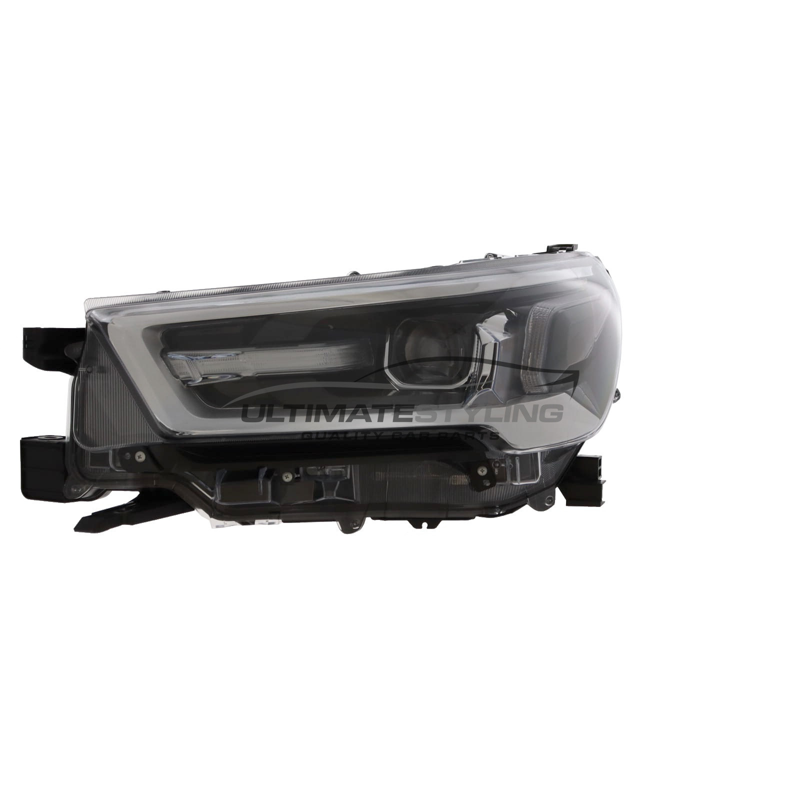 Toyota Hi-Lux 2020-> Full LED with LED Daytime Running Lamp, Electric With Motor, Black Headlight / Headlamp Passengers Side (LH)