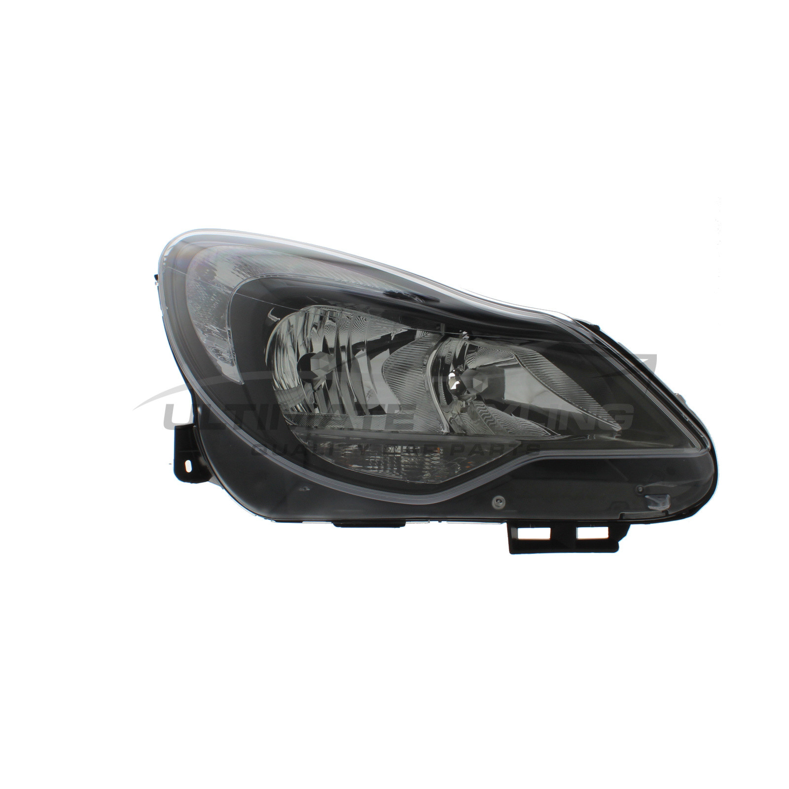 Vauxhall Corsa 2011-2015 Halogen, Electric With Motor, Black Headlight / Headlamp Drivers Side (RH)