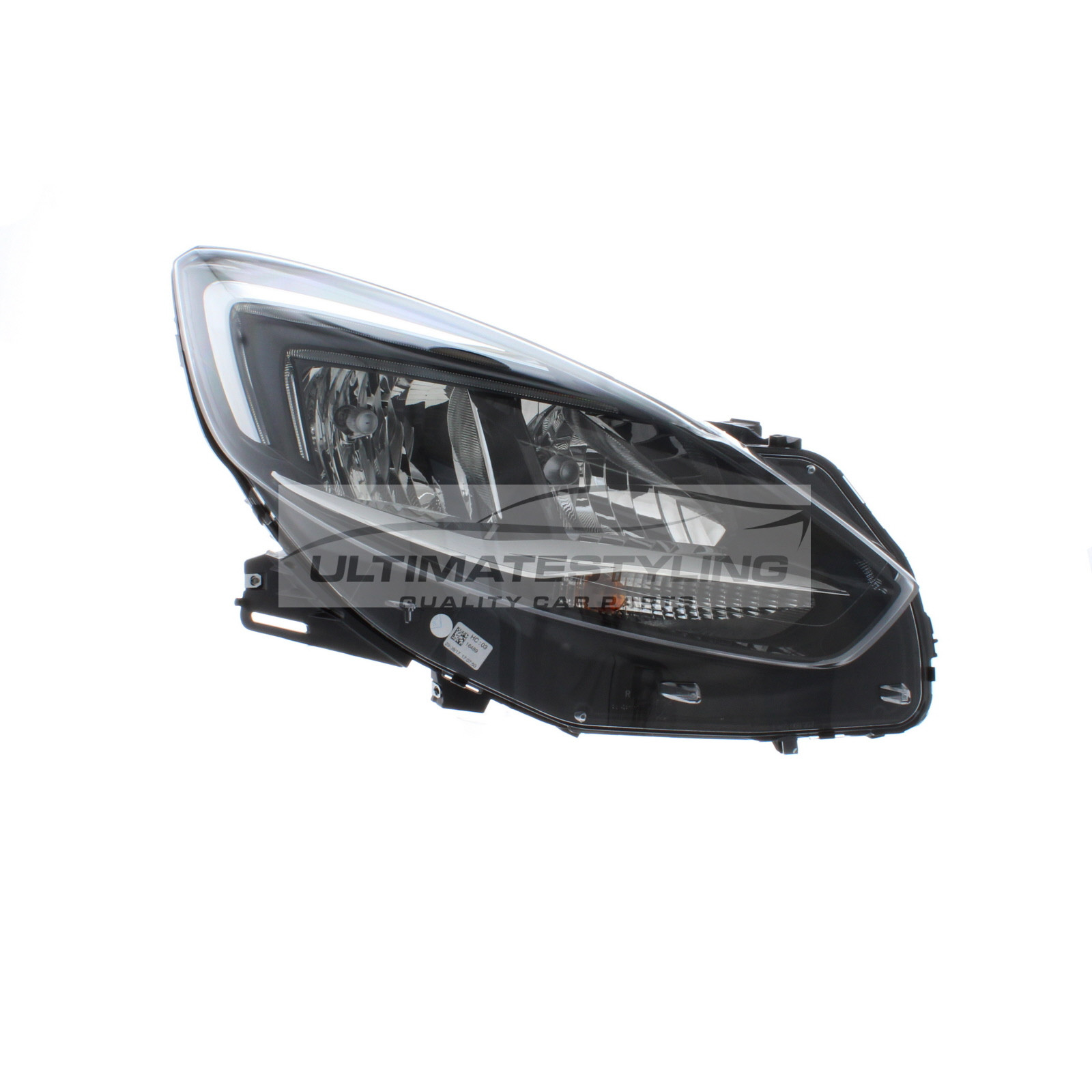 Vauxhall Zafira Tourer Mk3 2016-2019 - Magneti Marelli OEM Headlight / Headlamp - Black Inner - Chrome Trim Above Indicator - Integrated LED Daytime Lamp - Drivers Side Right Hand