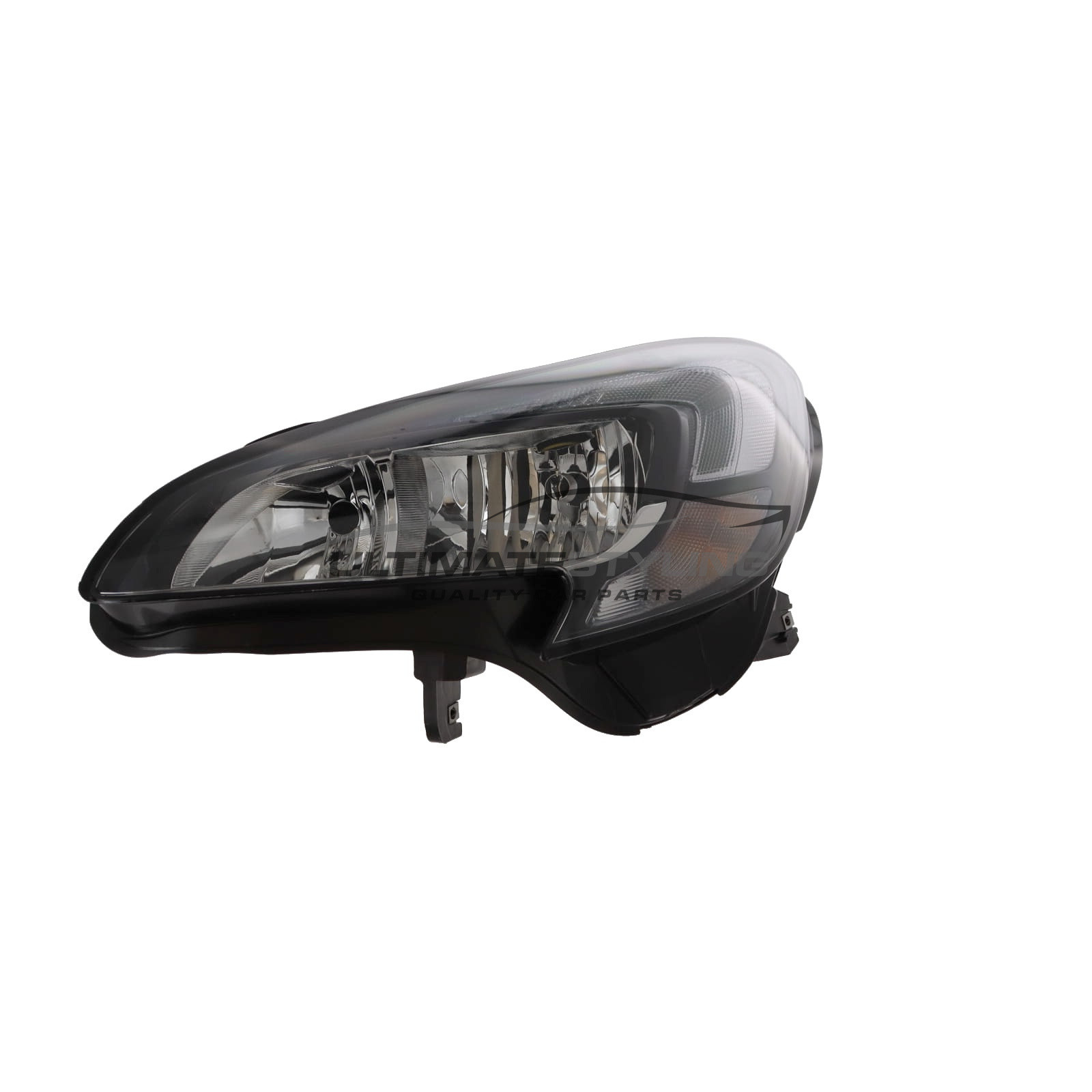 Vauxhall Corsa 2014-2020 Halogen With LED Daytime Running Lamp, Electric With Motor, Chrome Headlight / Headlamp with Black Surround Passengers Side (LH)