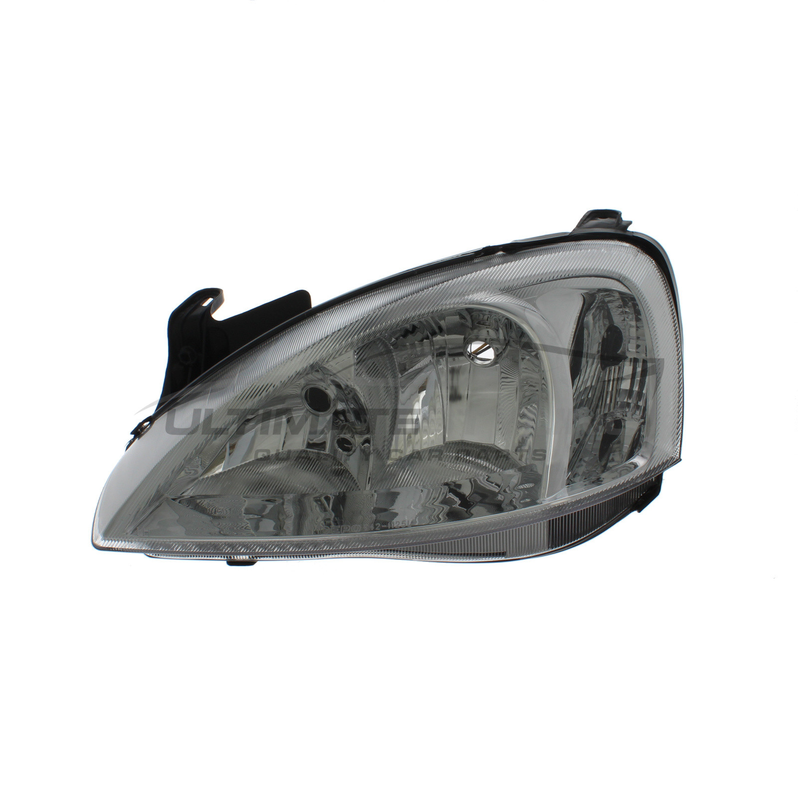 Vauxhall Combo 2002-2006, Corsa 2003-2006 Halogen, Electric Without Motor, Chrome Headlight / Headlamp Including Crystal Clear Indicator (Non-Projector Type) Passengers Side (LH)