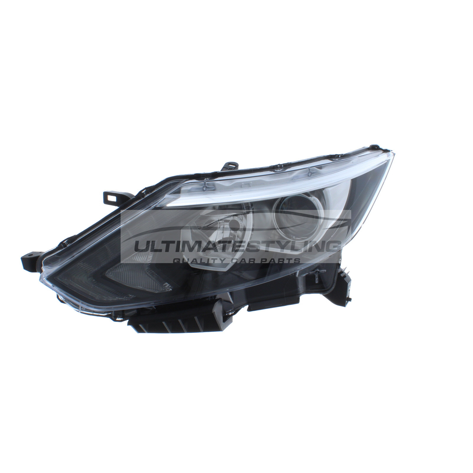 Nissan Qashqai 2013-2017 Halogen With LED Daytime Running Lamp, Electric Without Motor, Black Headlight / Headlamp (Projector Type) Passengers Side (LH)
