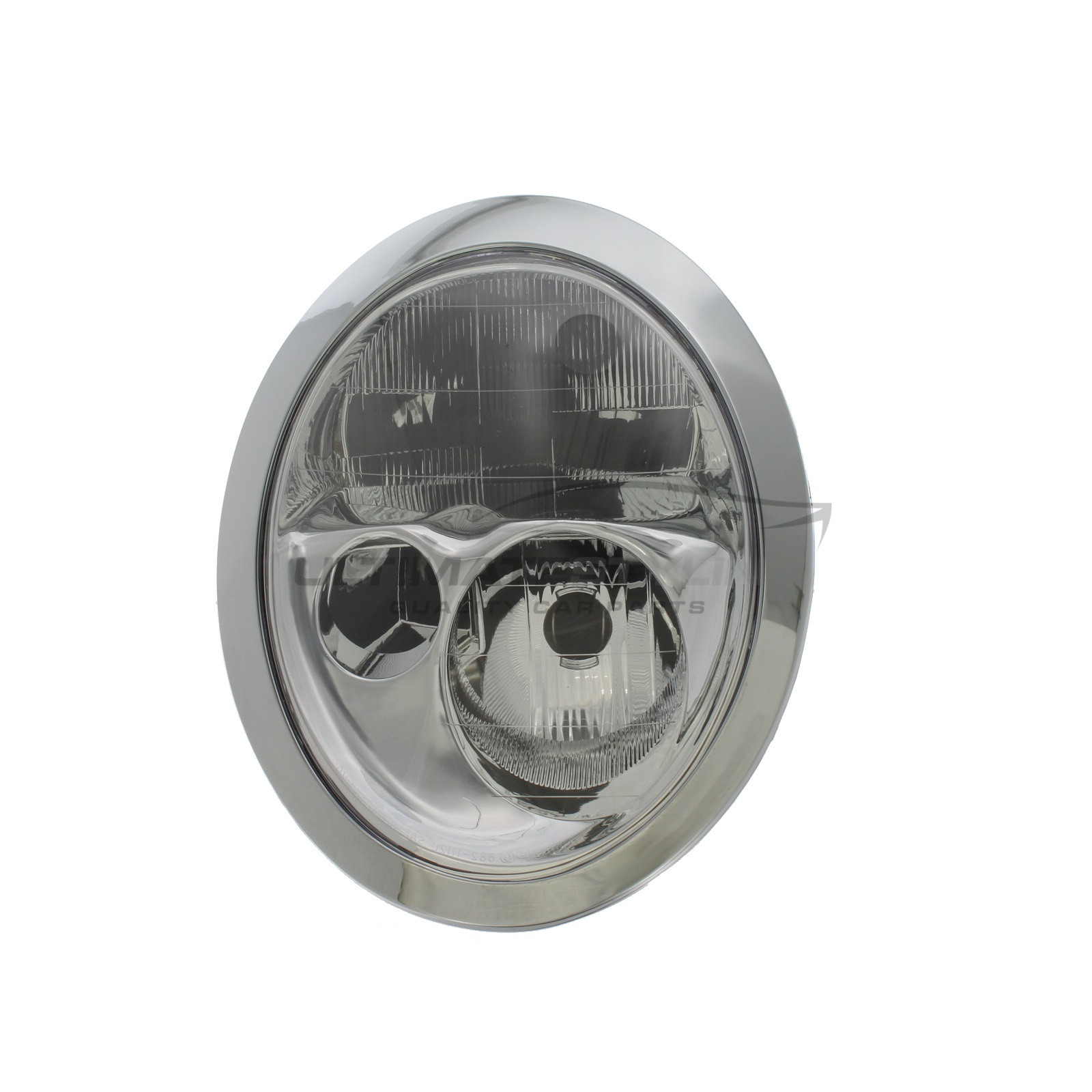 Mini 2001-2004 Halogen, Electric With Motor, Chrome Headlight / Headlamp Including Clear Indicator Drivers Side (RH)