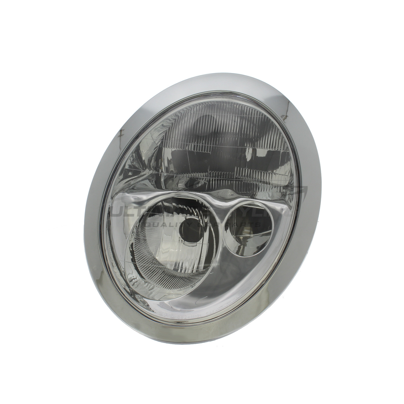 Mini 2001-2004 Halogen, Electric With Motor, Chrome Headlight / Headlamp Including Clear Indicator Passengers Side (LH)