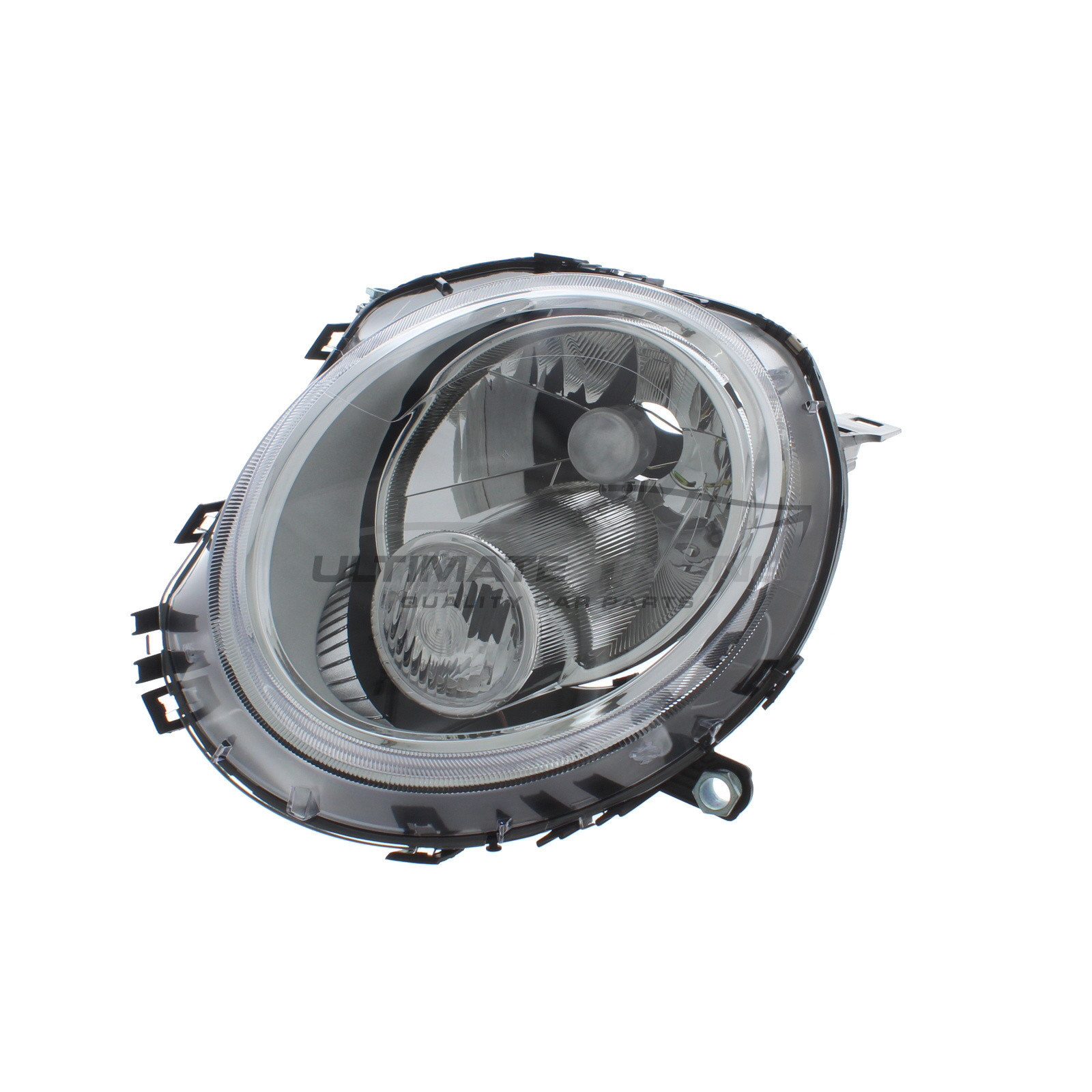 Mini 2006-2014 Halogen, Electric With Motor, Chrome Headlight / Headlamp Including Clear Indicator Passengers Side (LH)