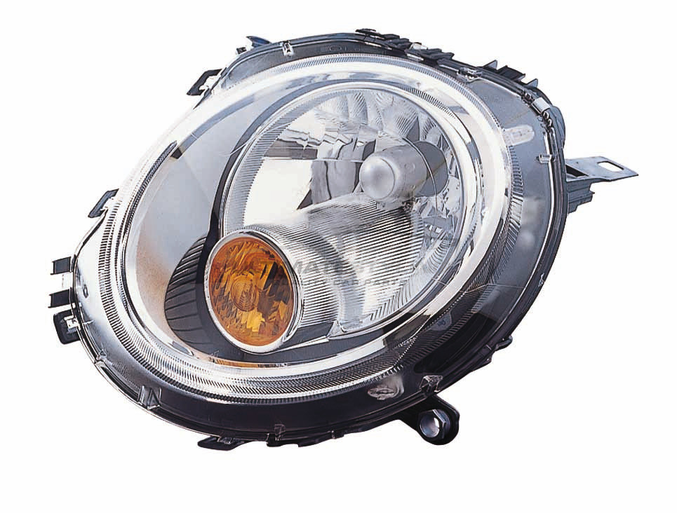 Mini 2006-2014 Halogen, Electric With Motor, Chrome Headlight / Headlamp Including Amber Indicator Passengers Side (LH)