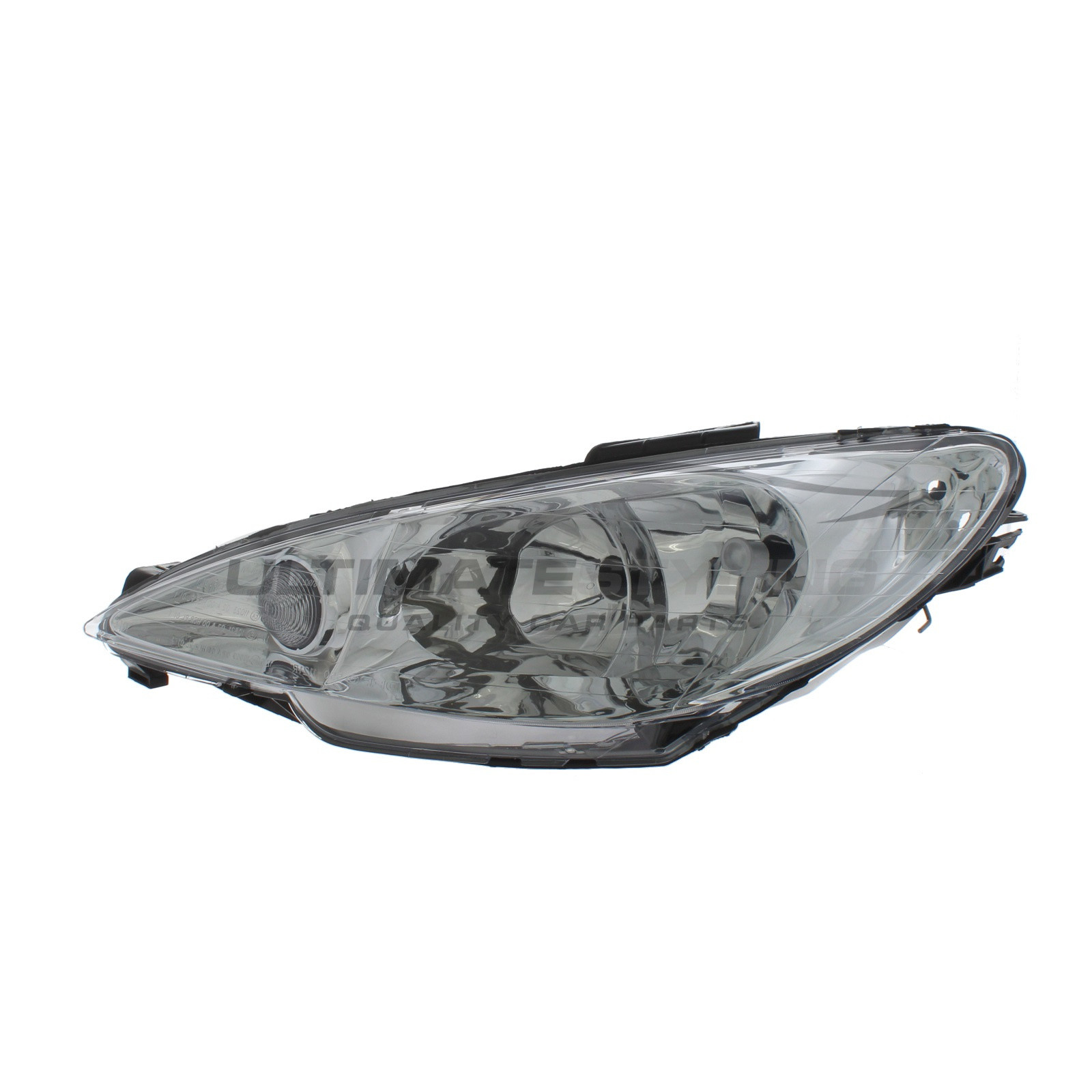 Peugeot 206 1998-2009 Halogen, Electric Without Motor, Chrome Headlight / Headlamp (Twin Reflector) Passengers Side (LH)