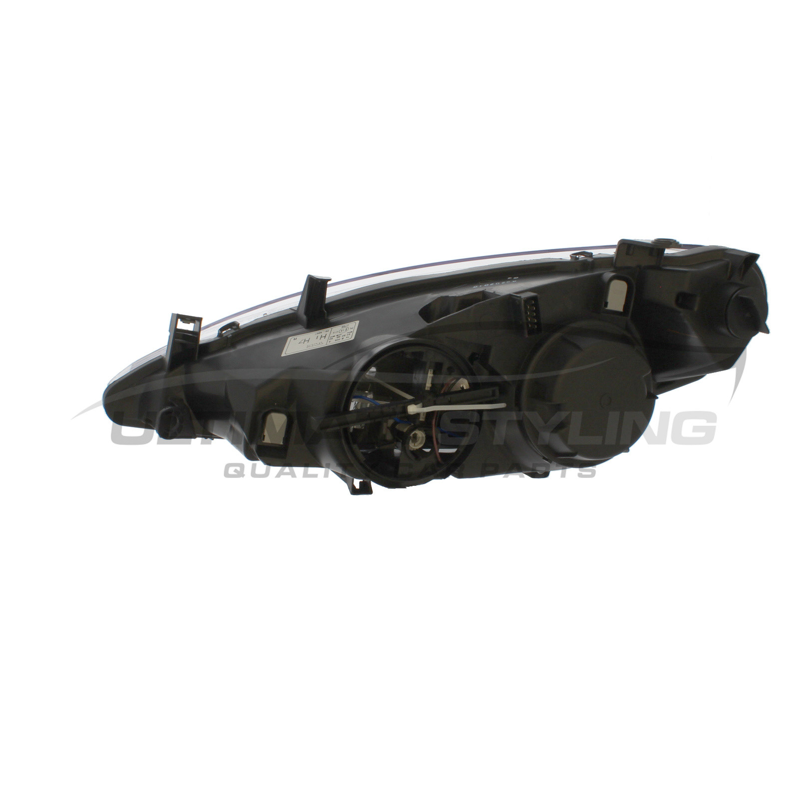 Peugeot 307 2001-2005 Halogen, Electric With Motor, Chrome Headlight / Headlamp (Non-Projector Type), Includes Fog Lamp Drivers Side (RH)