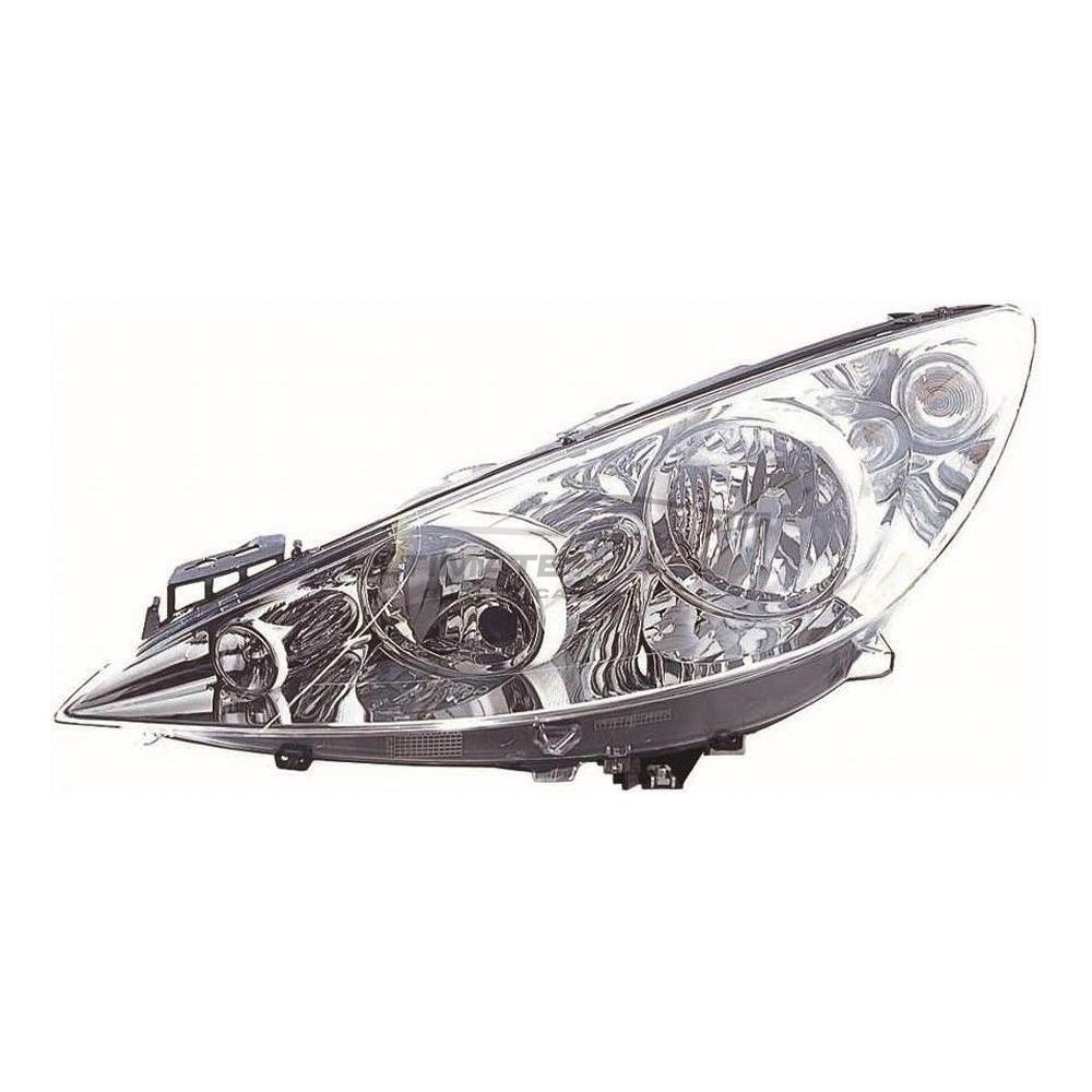 Peugeot 308 2007-2011, RCZ 2010-2013 Halogen, Electric With Motor, Chrome Headlight / Headlamp Passengers Side (LH)