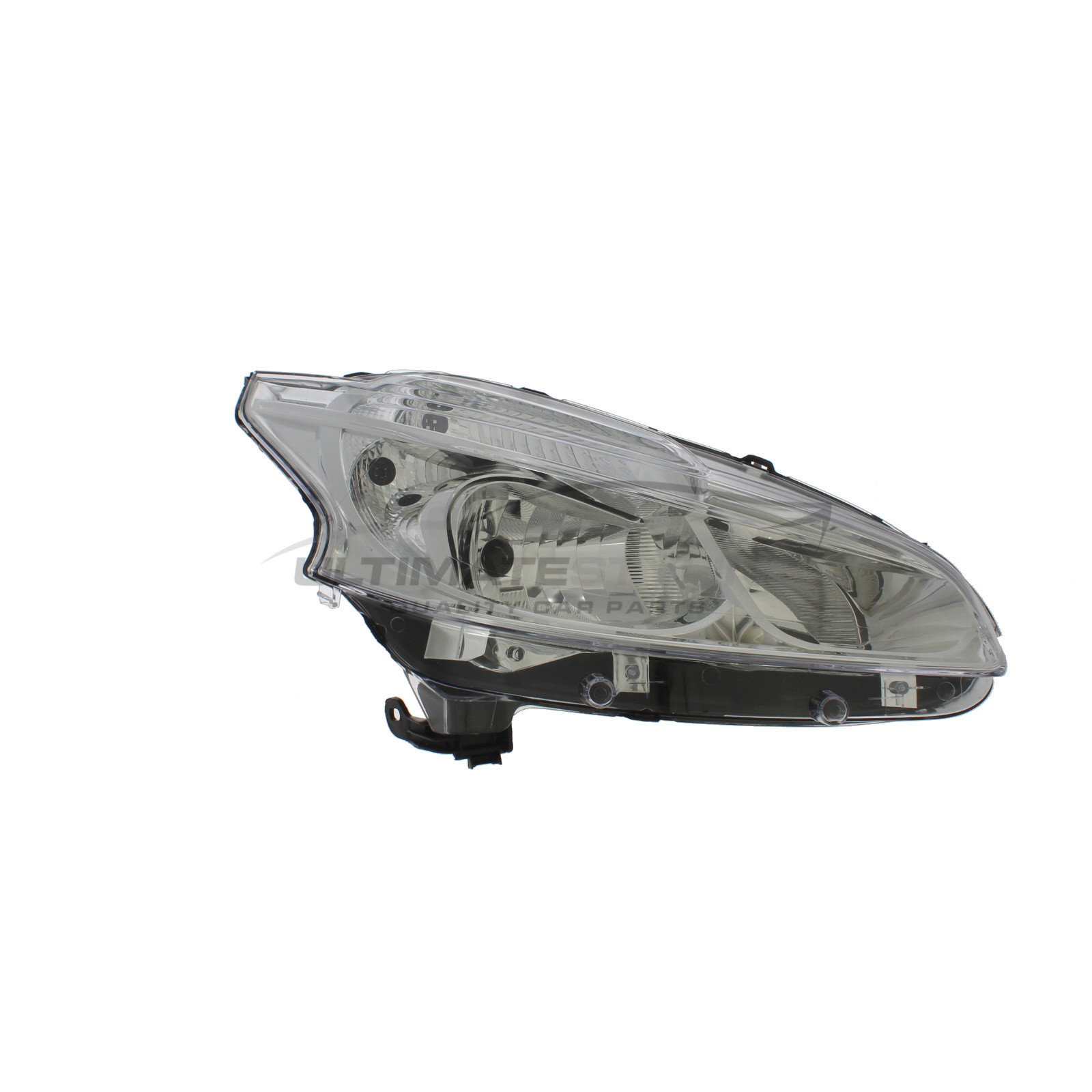 Peugeot 208 2012-2015 Halogen, Electric Without Motor, Chrome Headlight / Headlamp (Non-Projector Type) Drivers Side (RH)