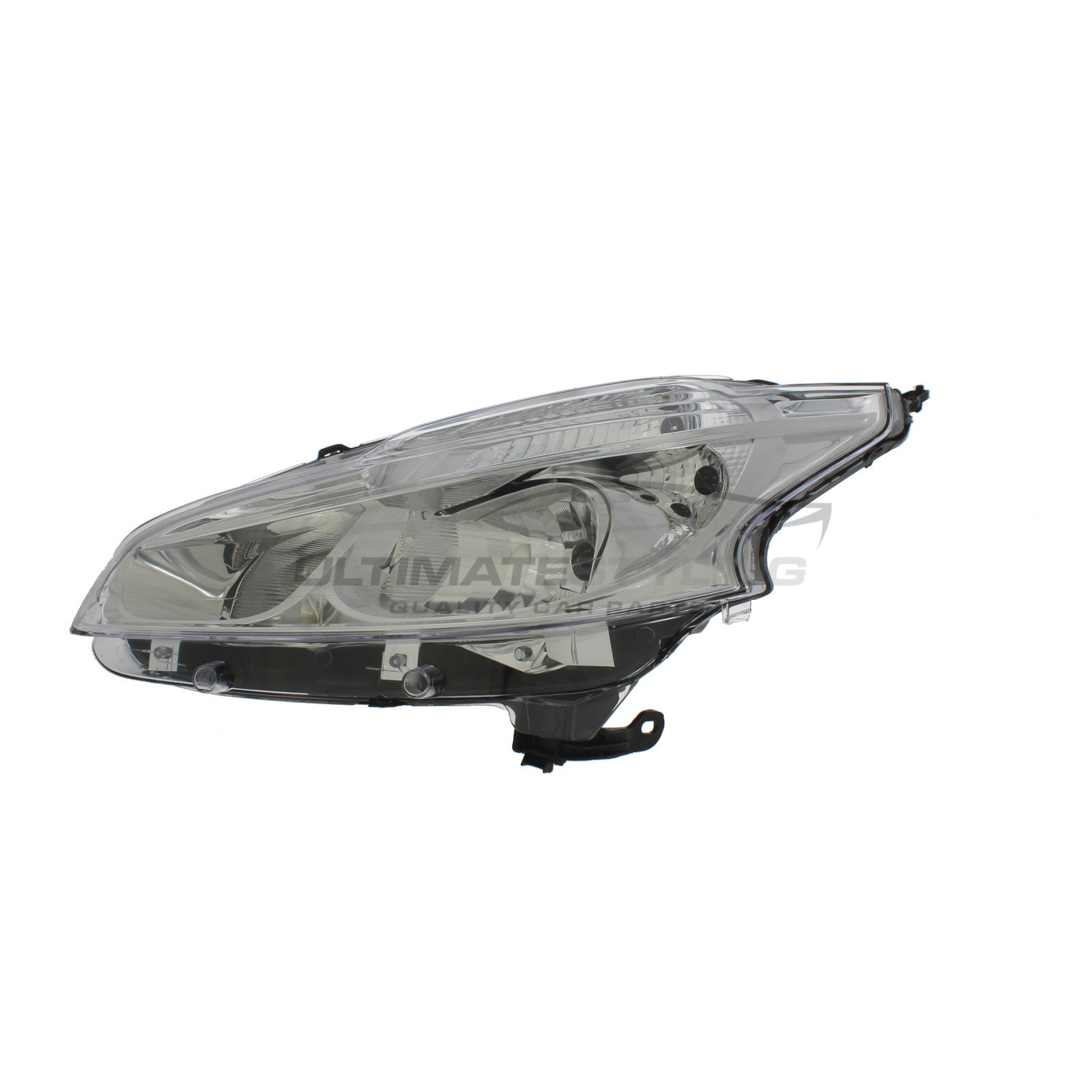 Peugeot 208 2012-2015 Halogen, Electric Without Motor, Chrome Headlight / Headlamp (Non-Projector Type) Passengers Side (LH)