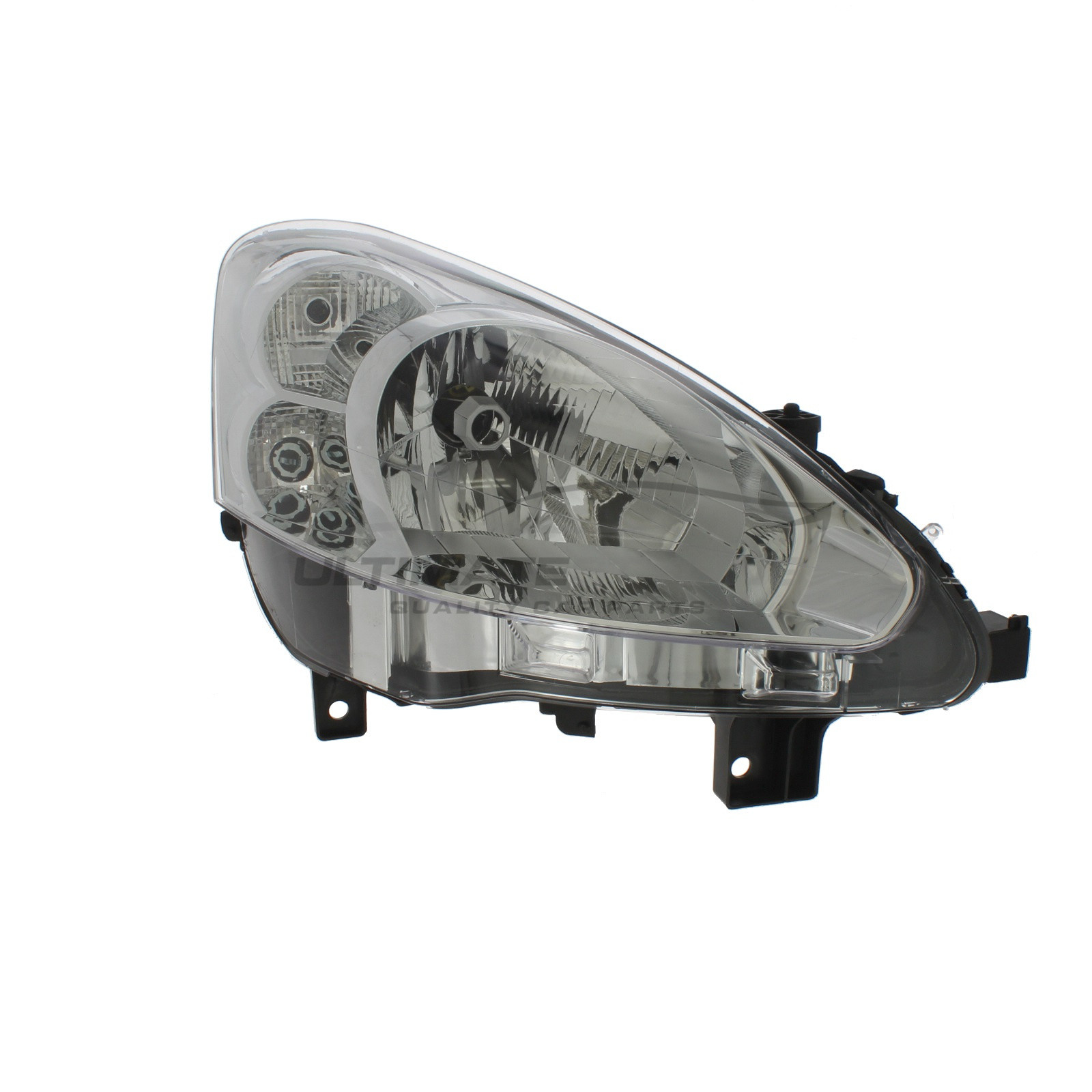 Peugeot Partner 2012-2015 Halogen, Electric With Motor, Chrome Headlight / Headlamp Including Clear Indicator Drivers Side (RH)