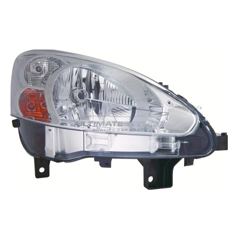 Peugeot Partner 2012-2015 Halogen, Electric With Motor, Chrome Headlight / Headlamp Including Clear Indicator Drivers Side (RH)