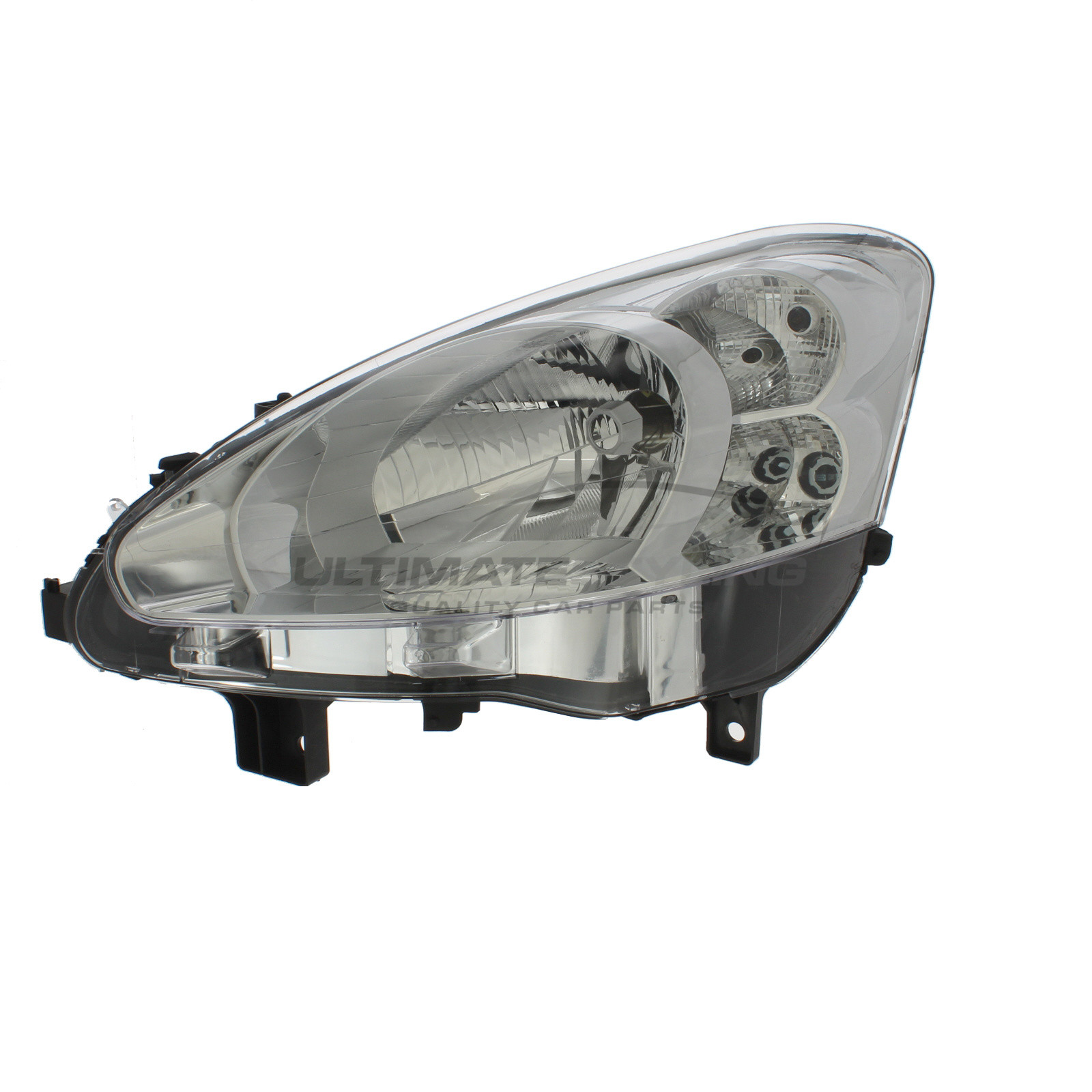 Peugeot Partner 2012-2015 Halogen, Electric With Motor, Chrome Headlight / Headlamp Including Clear Indicator Passengers Side (LH)