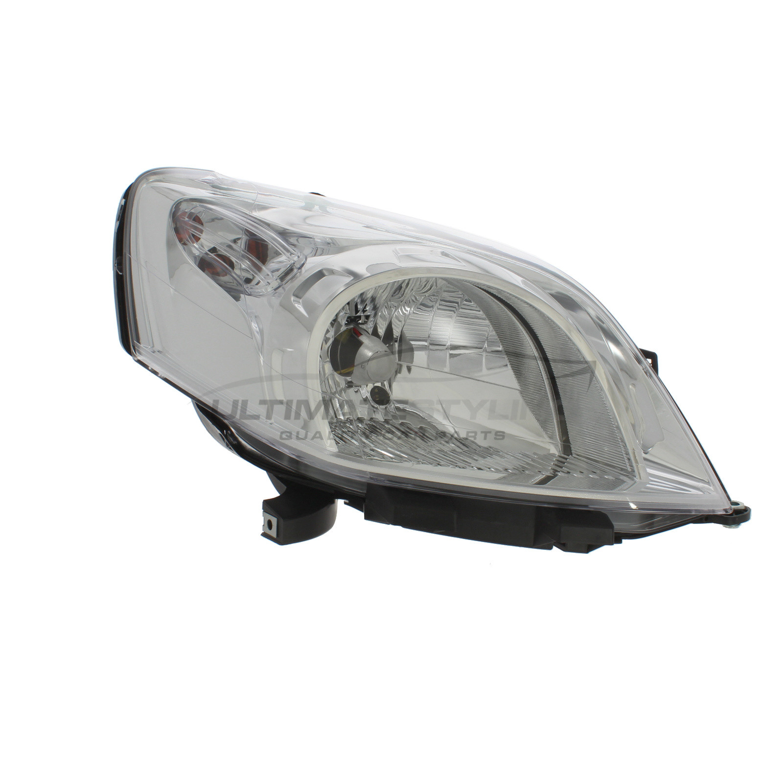 Citroen Nemo 2008-2018, Fiat Fiorino 2008->, Fiat Qubo 2008-2020, Peugeot Bipper 2008-2018 Halogen, Electric Without Motor, Chrome Headlight / Headlamp Drivers Side (RH)