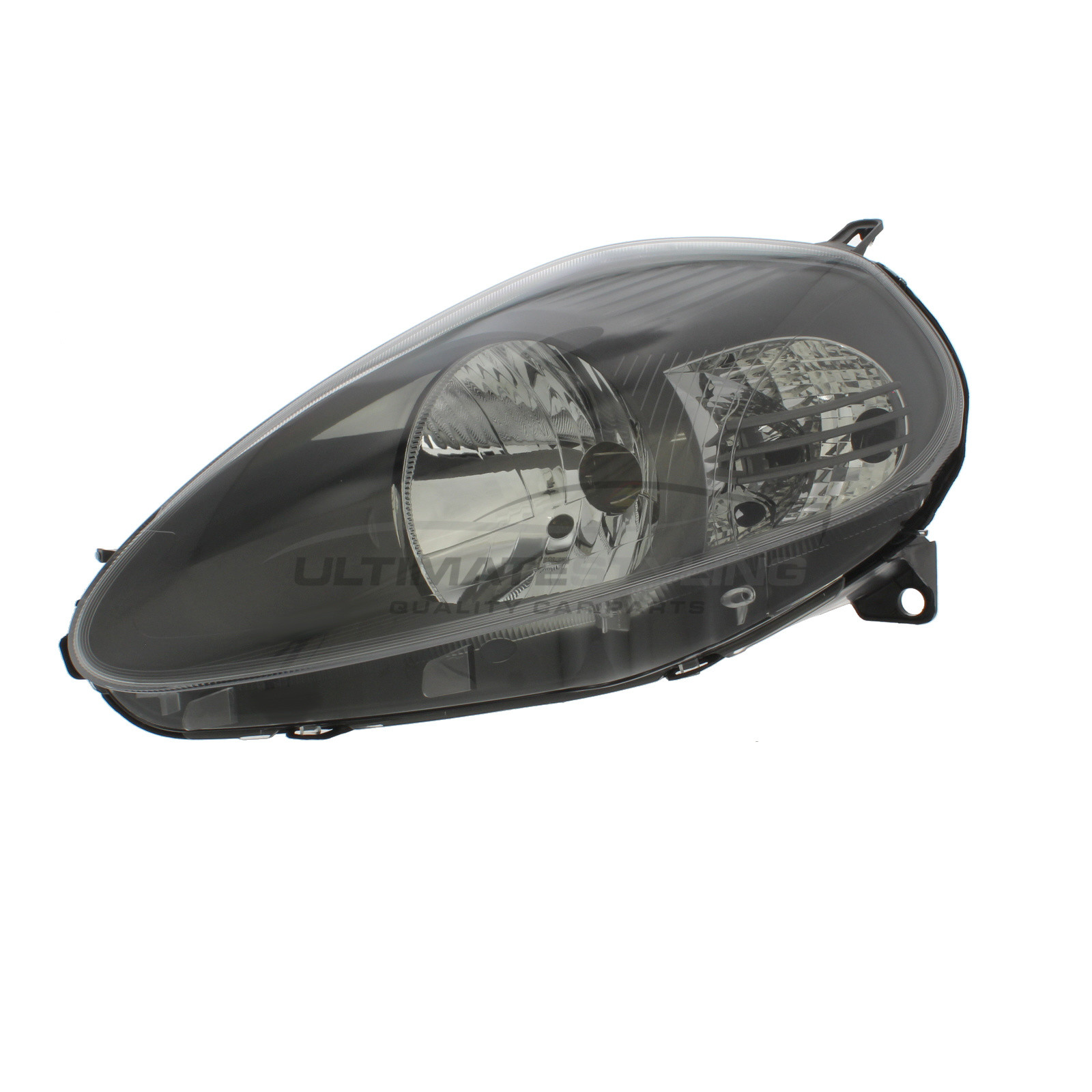 Fiat Grande Punto 2006-2008 - Headlight / Headlamp - Dark Grey Inner - Electric Load Level Motor - Passenger Side Left Hand