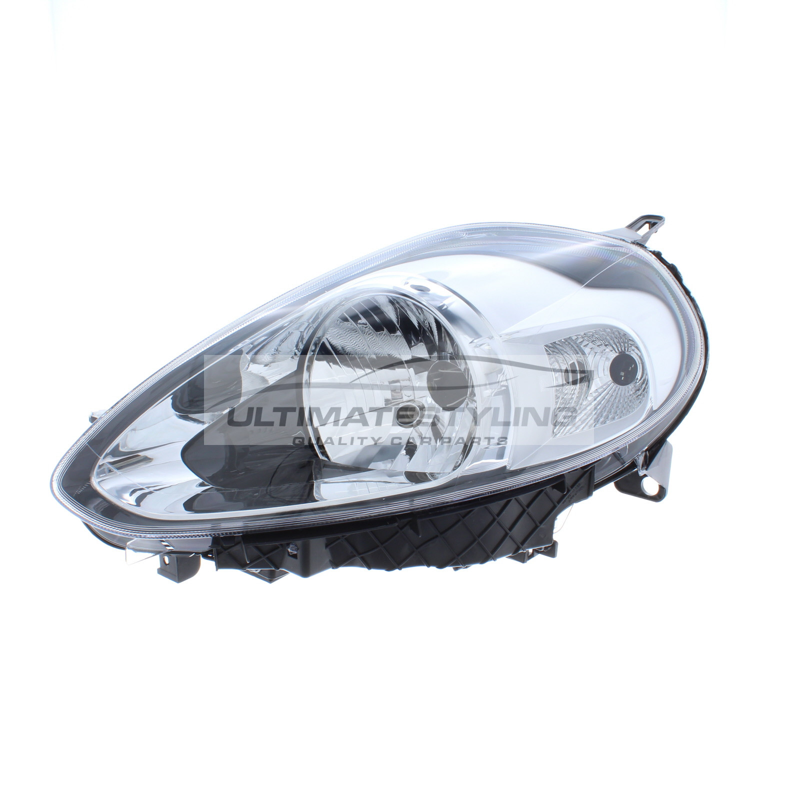 Fiat Punto 2012-2018, Punto Evo 2010-2012 Halogen, Electric With Motor, Chrome Headlight / Headlamp Passengers Side (LH)